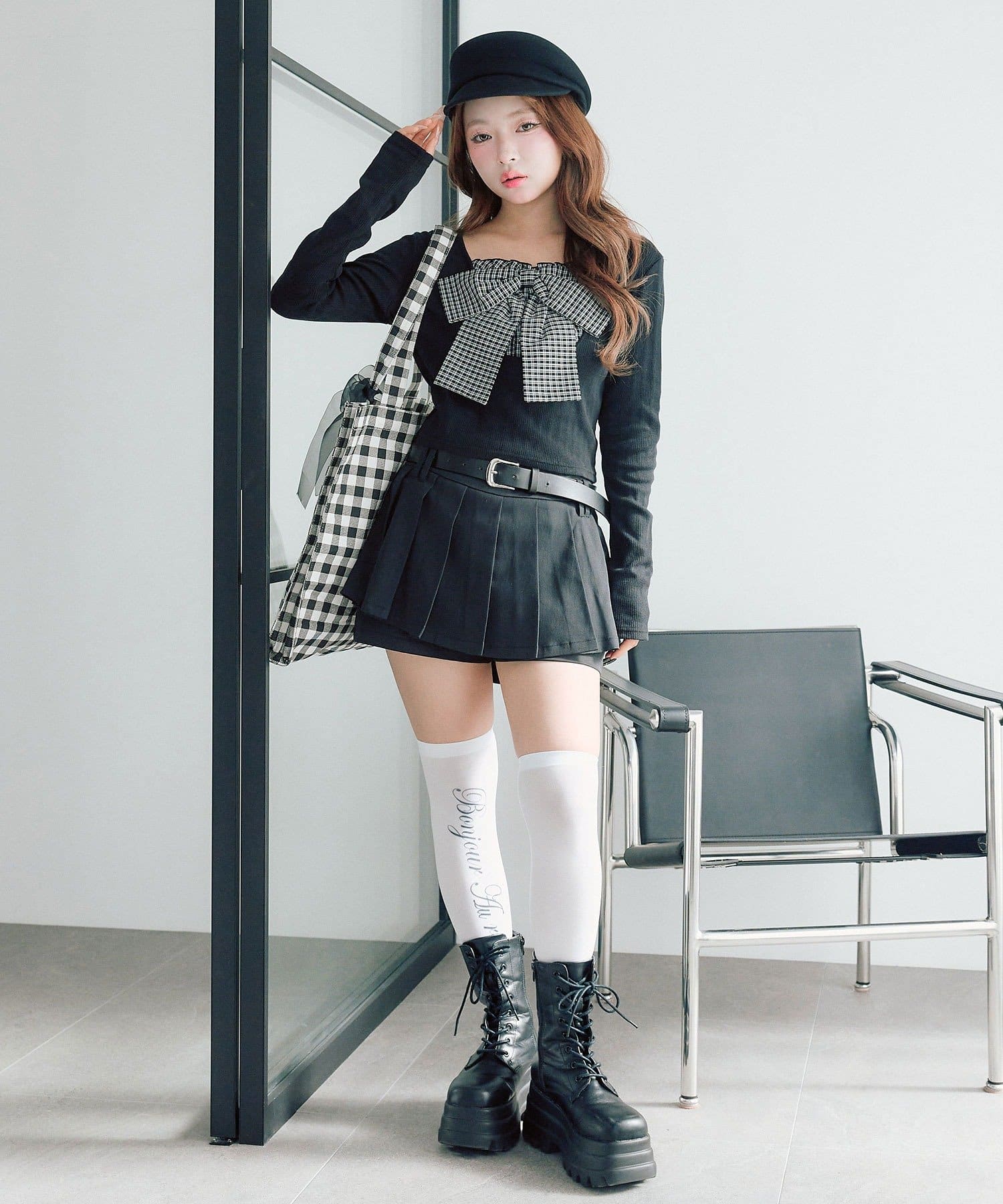 OLIVE des OLIVE(オリーブ デ オリーブ) ベルト付きプリーツスカパン