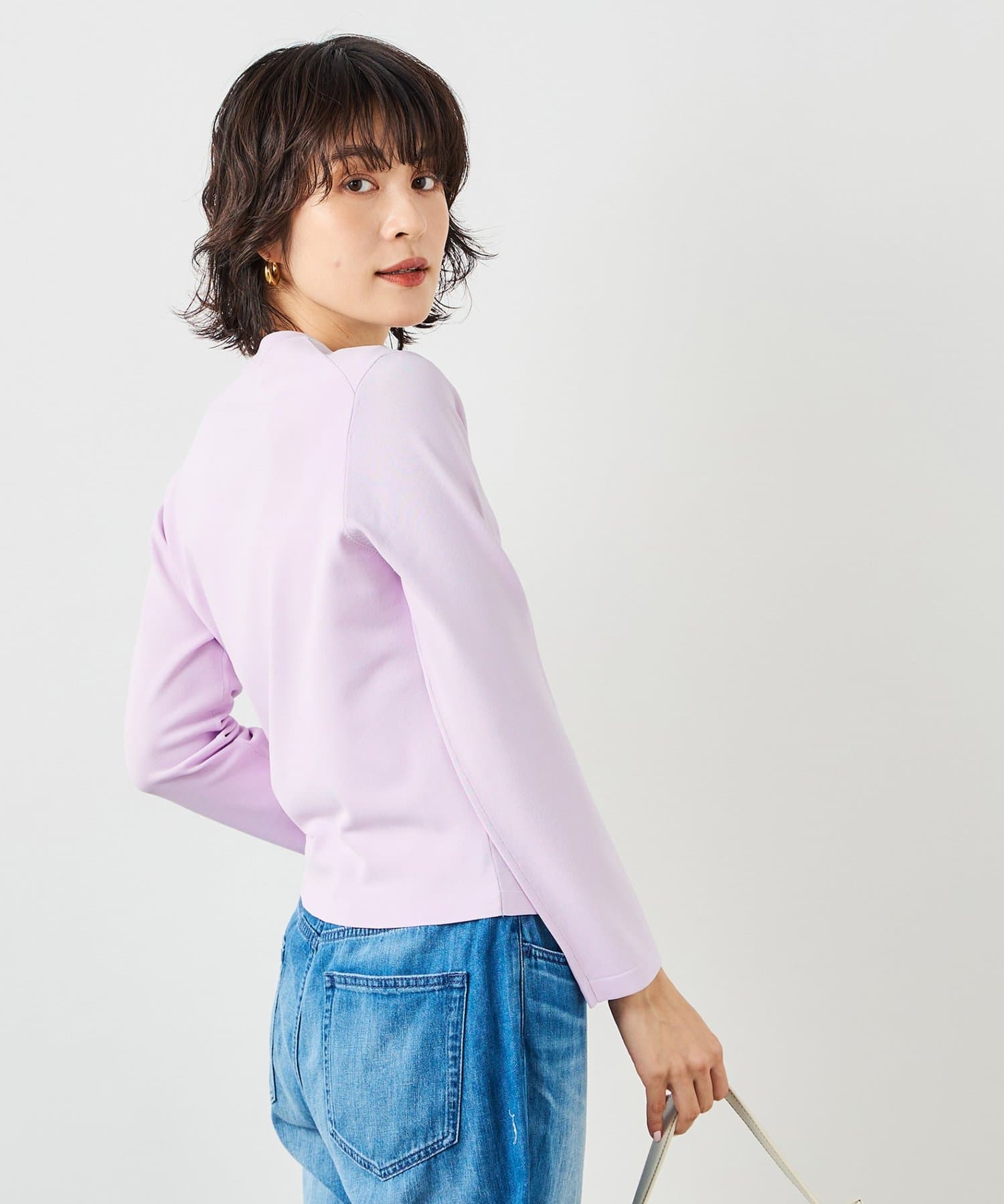 NOLLEY'S(ノーリーズ) 《アンサンブル対応》 《手洗い可能》マルチファンクションクルーネックカーディガン