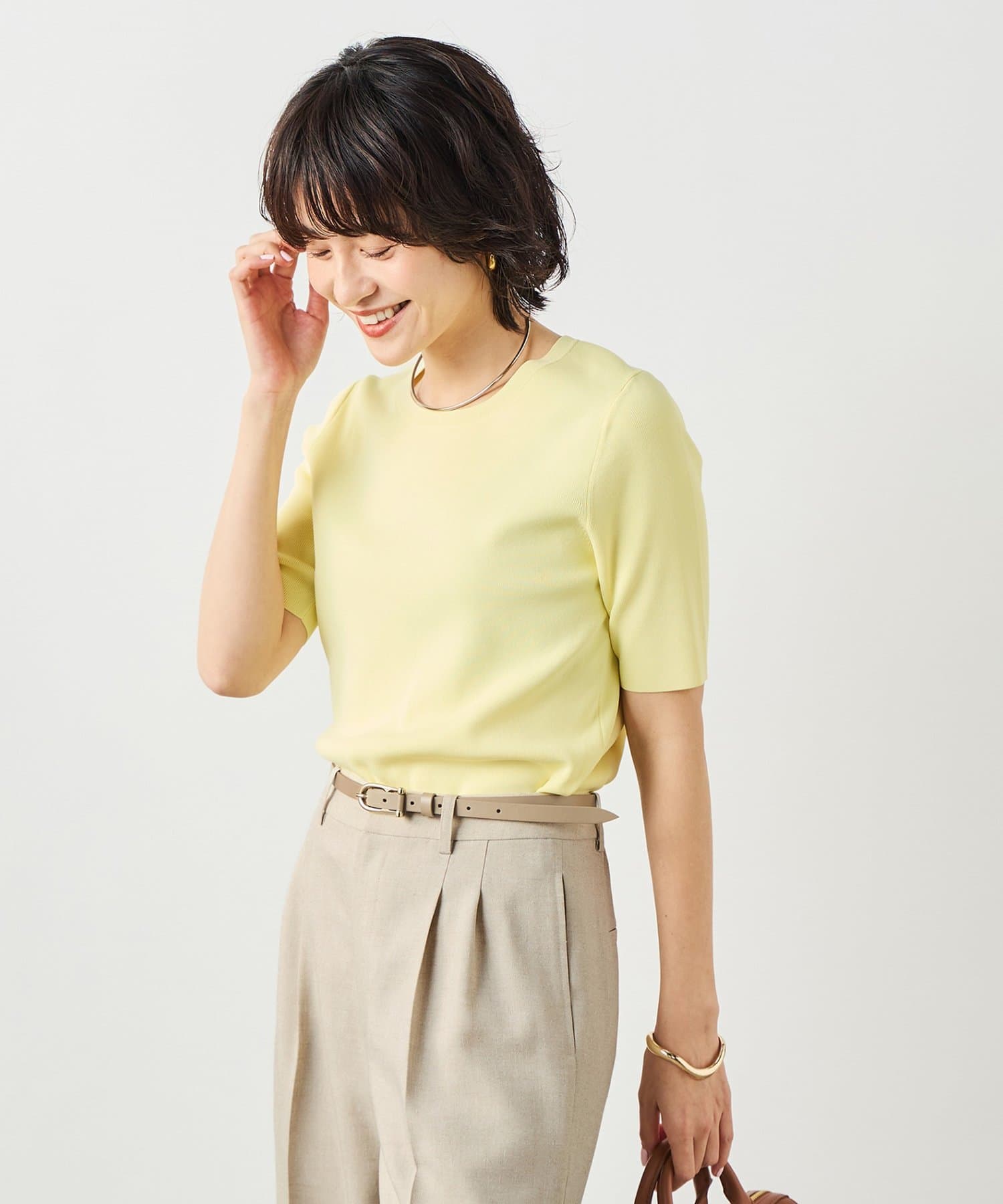 NOLLEY'S(ノーリーズ) 《アンサンブル対応》《手洗い可能》マルチファンクション5分袖プルオーバー