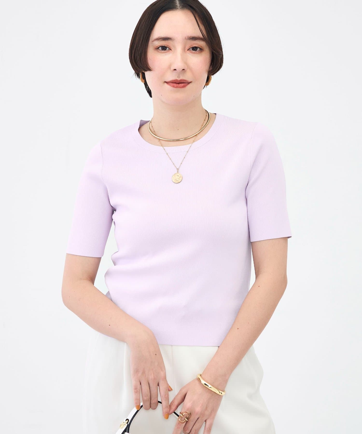 NOLLEY'S(ノーリーズ) 《アンサンブル対応》《手洗い可能》マルチファンクション5分袖プルオーバー