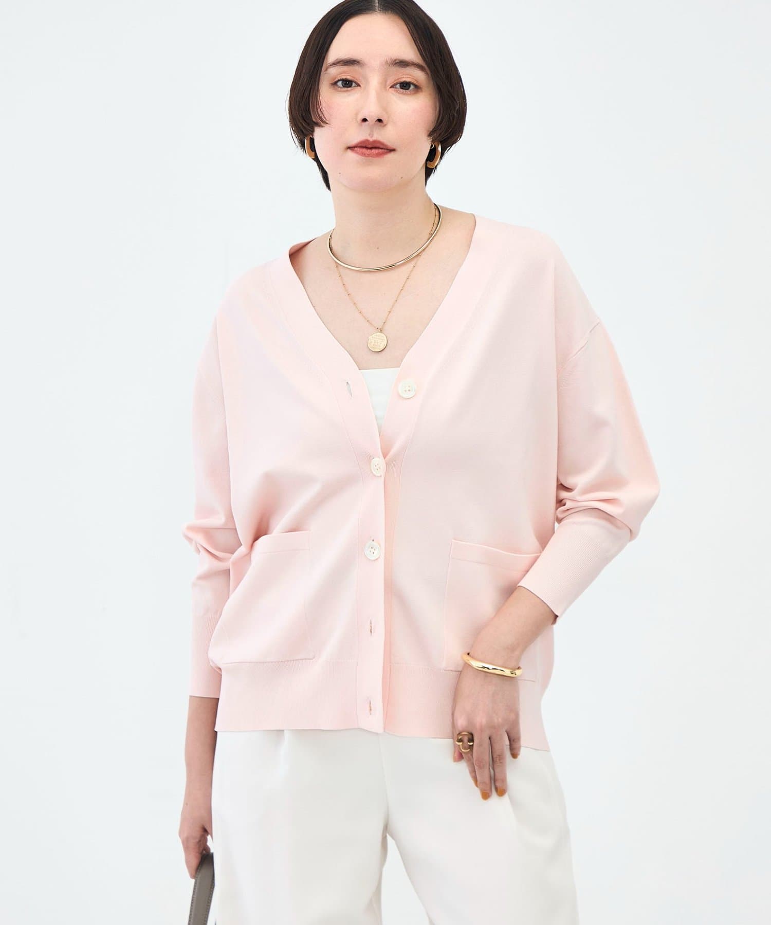 NOLLEY'S(ノーリーズ) 《手洗い可能》マルチファンクションVネックカーディガン