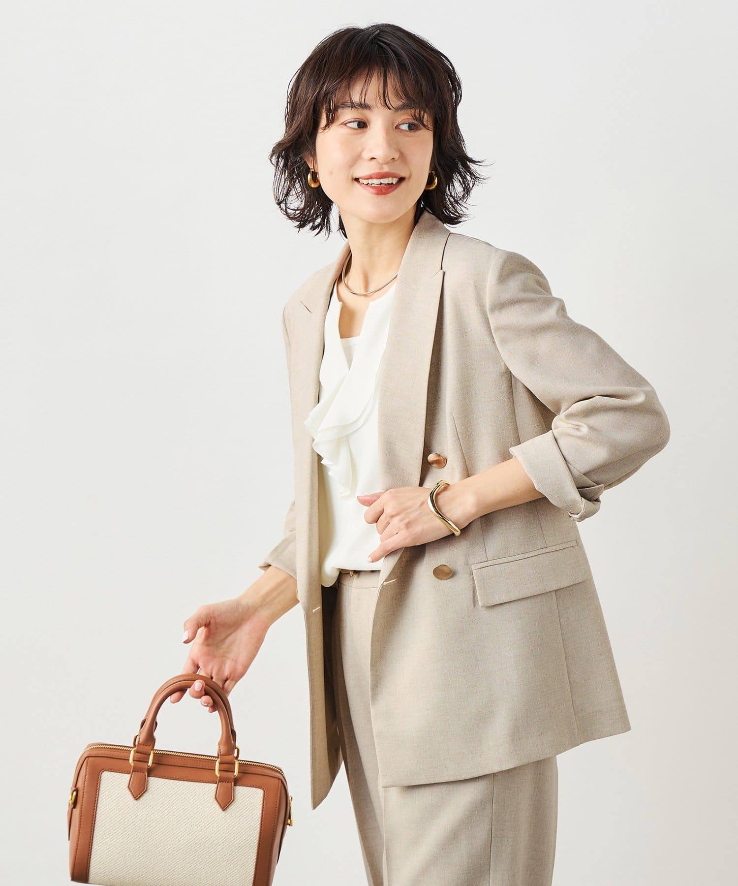 NOLLEY'S(ノーリーズ) 《セットアップ対応》ウォッシャブルスラブオックスダブルジャケット