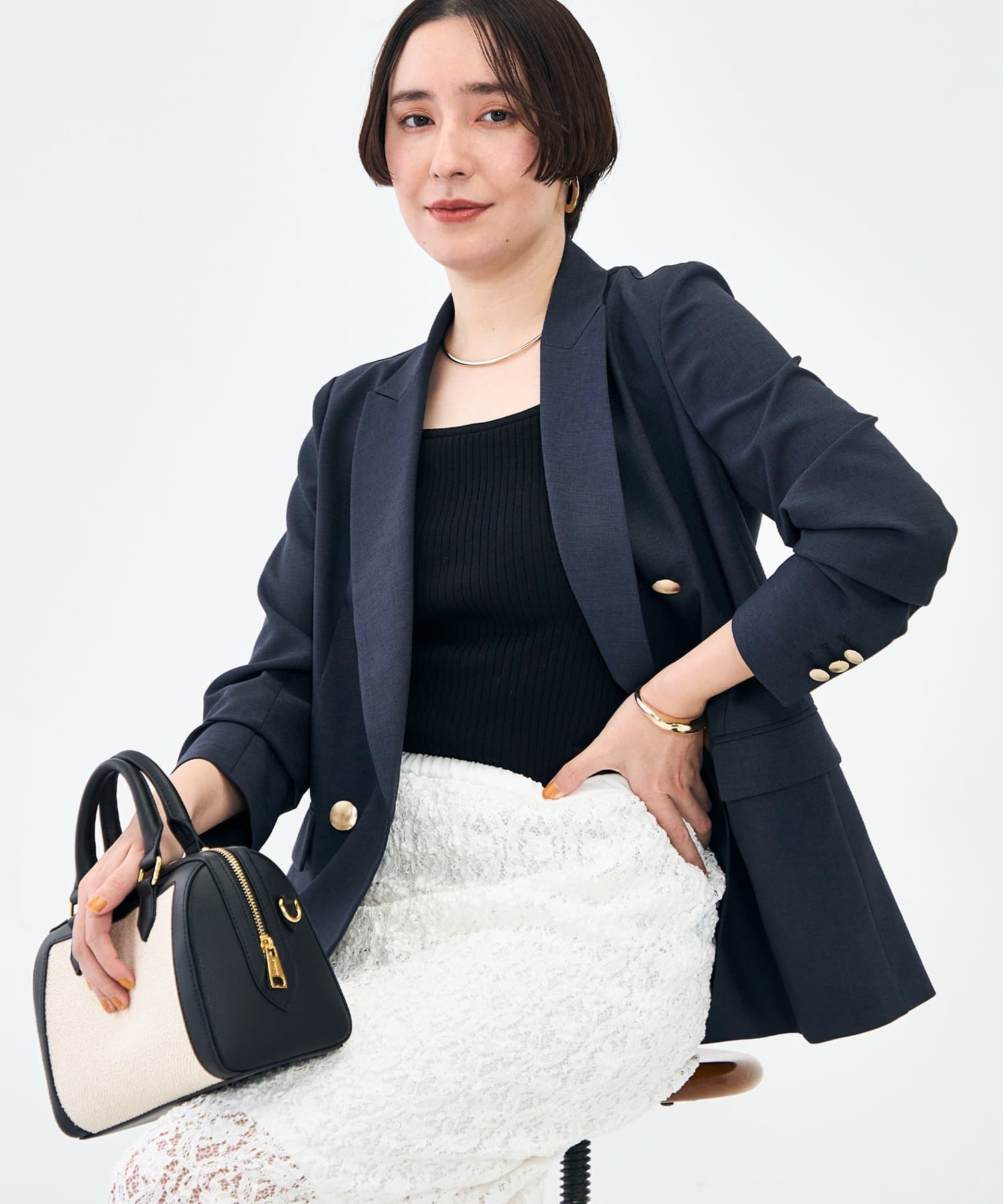 NOLLEY'S(ノーリーズ) 《セットアップ対応》ウォッシャブルスラブオックスダブルジャケット