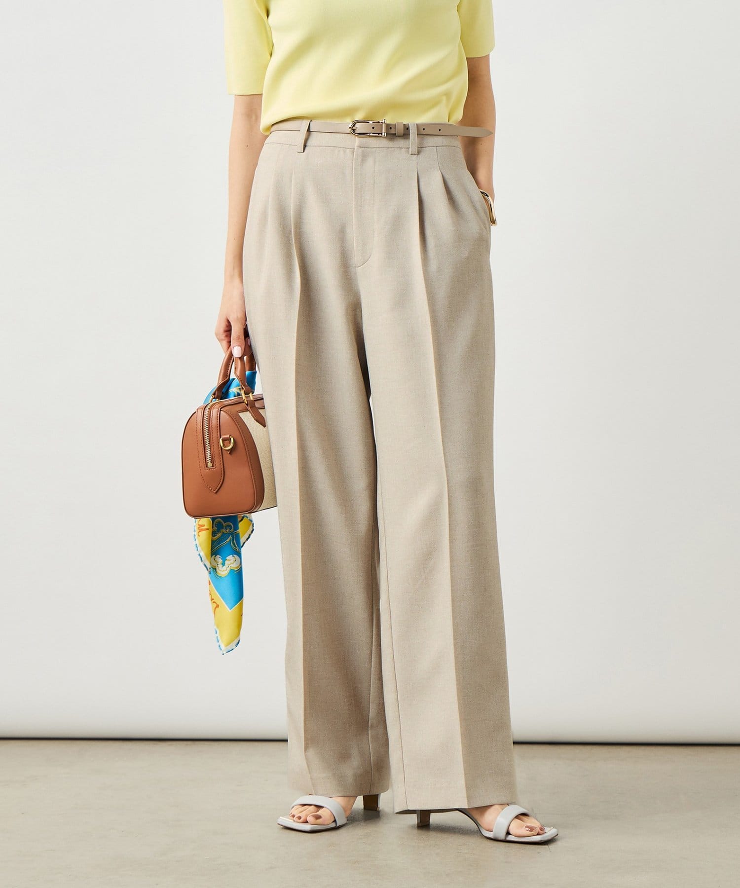 NOLLEY'S(ノーリーズ) 《セットアップ対応》ウォッシャブルスラブオックスタックワイドパンツ