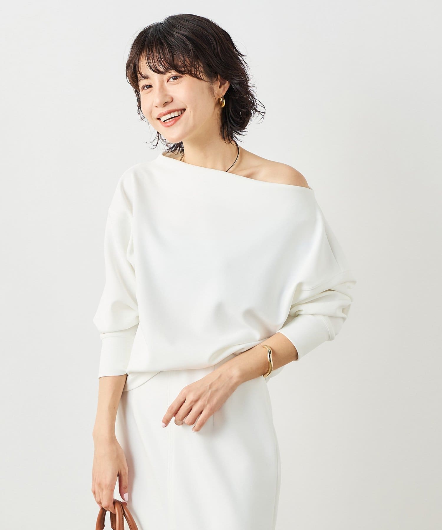 NOLLEY'S(ノーリーズ) 《セットアップ対応》ウォッシャブルボートネックライトダンボールプルオーバー