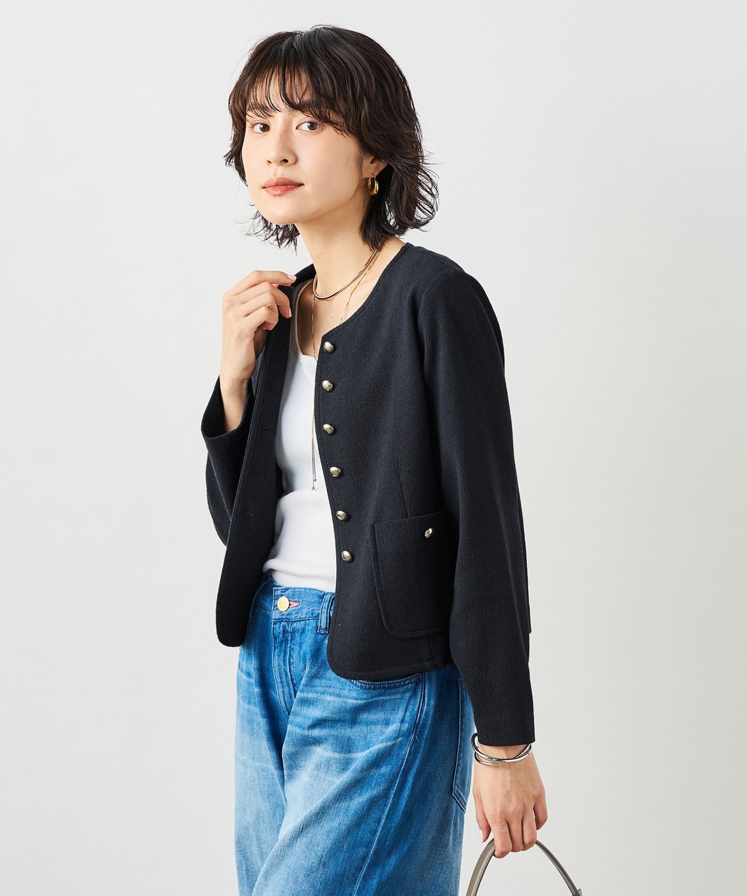 NOLLEY'S(ノーリーズ) ウォッシャブルラッセルリングカーデジャケット