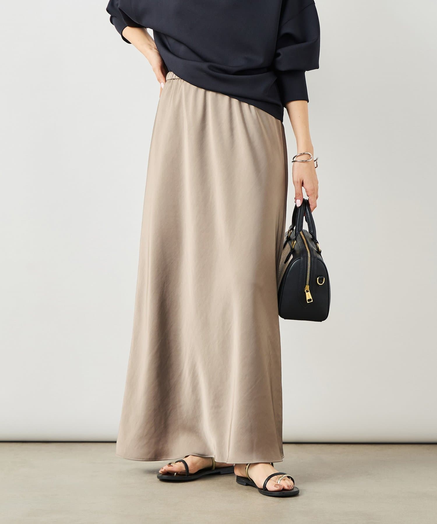 NOLLEY'S(ノーリーズ) ウォッシャブルダブルサテンナロースカート