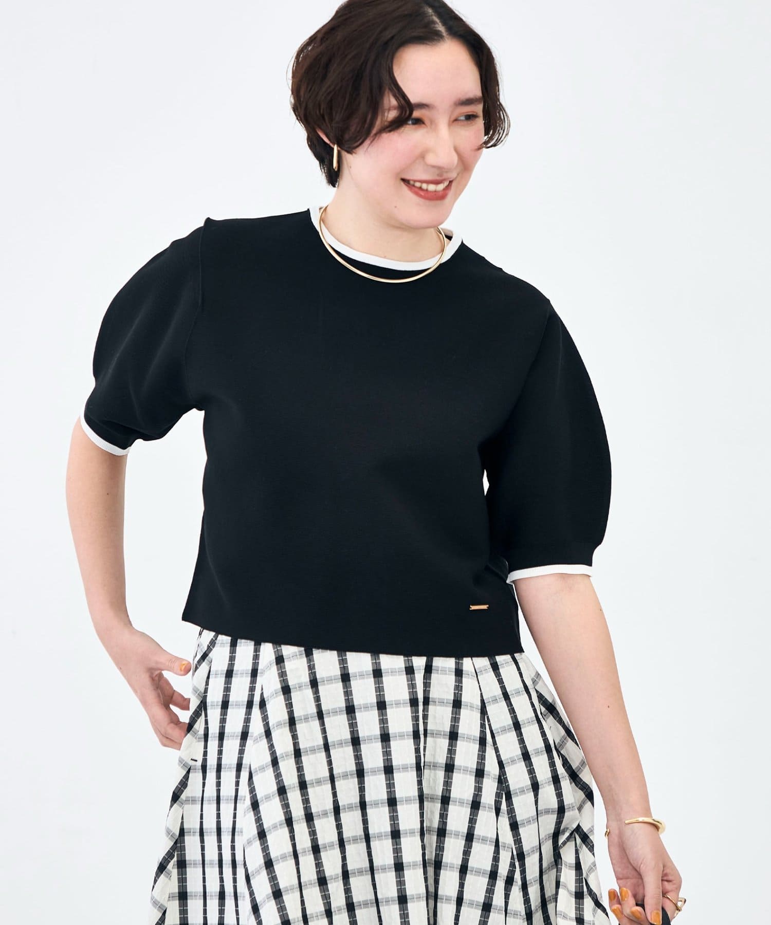 NOLLEY'S(ノーリーズ) 《手洗い可能》ホールガーメントパフスリーブニットＴ