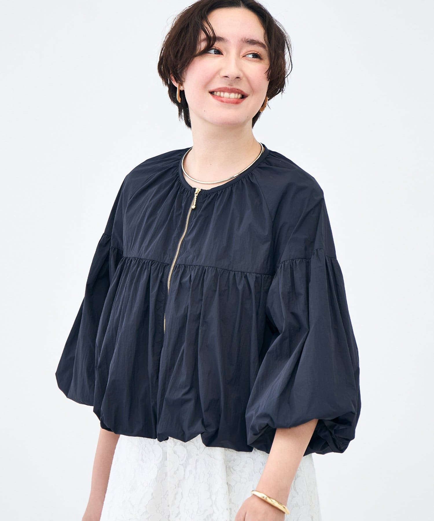 NOLLEY'S(ノーリーズ) ウォッシャブル撥水ポケッタブルボリュームブルゾン