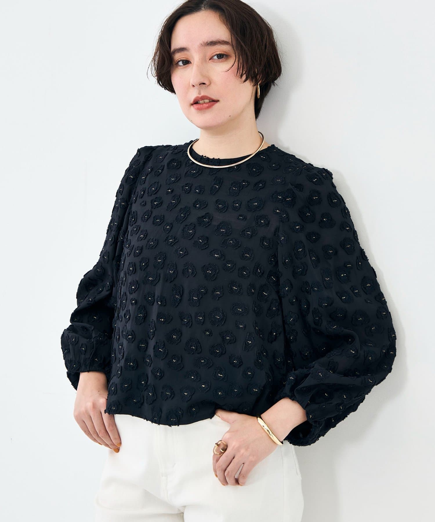 NOLLEY'S(ノーリーズ) 【KIRYU】ウォッシャブル花柄ジャガードブラウス