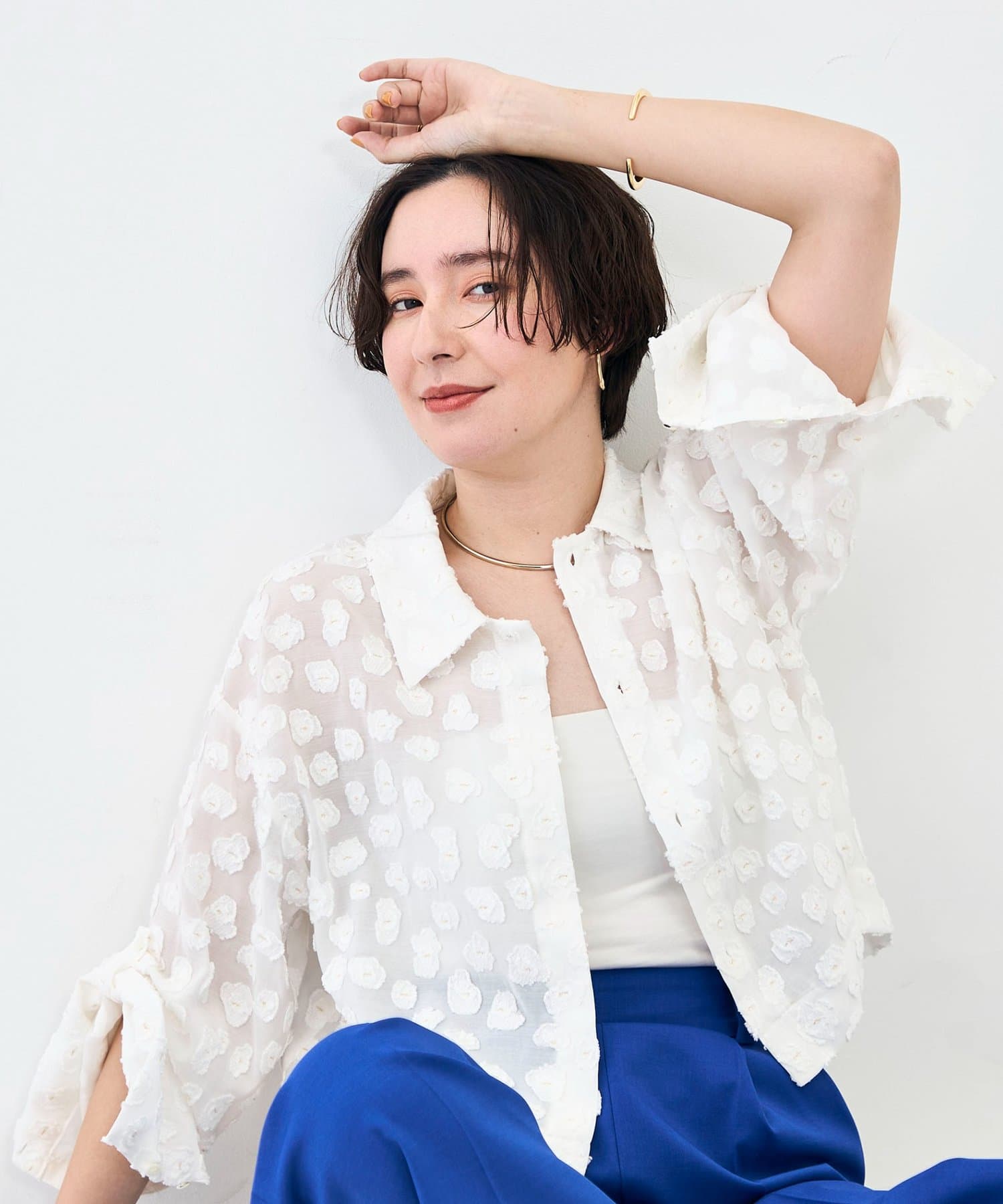 NOLLEY'S(ノーリーズ) 【KIRYU】ウォッシャブル花柄ジャガードシャツ