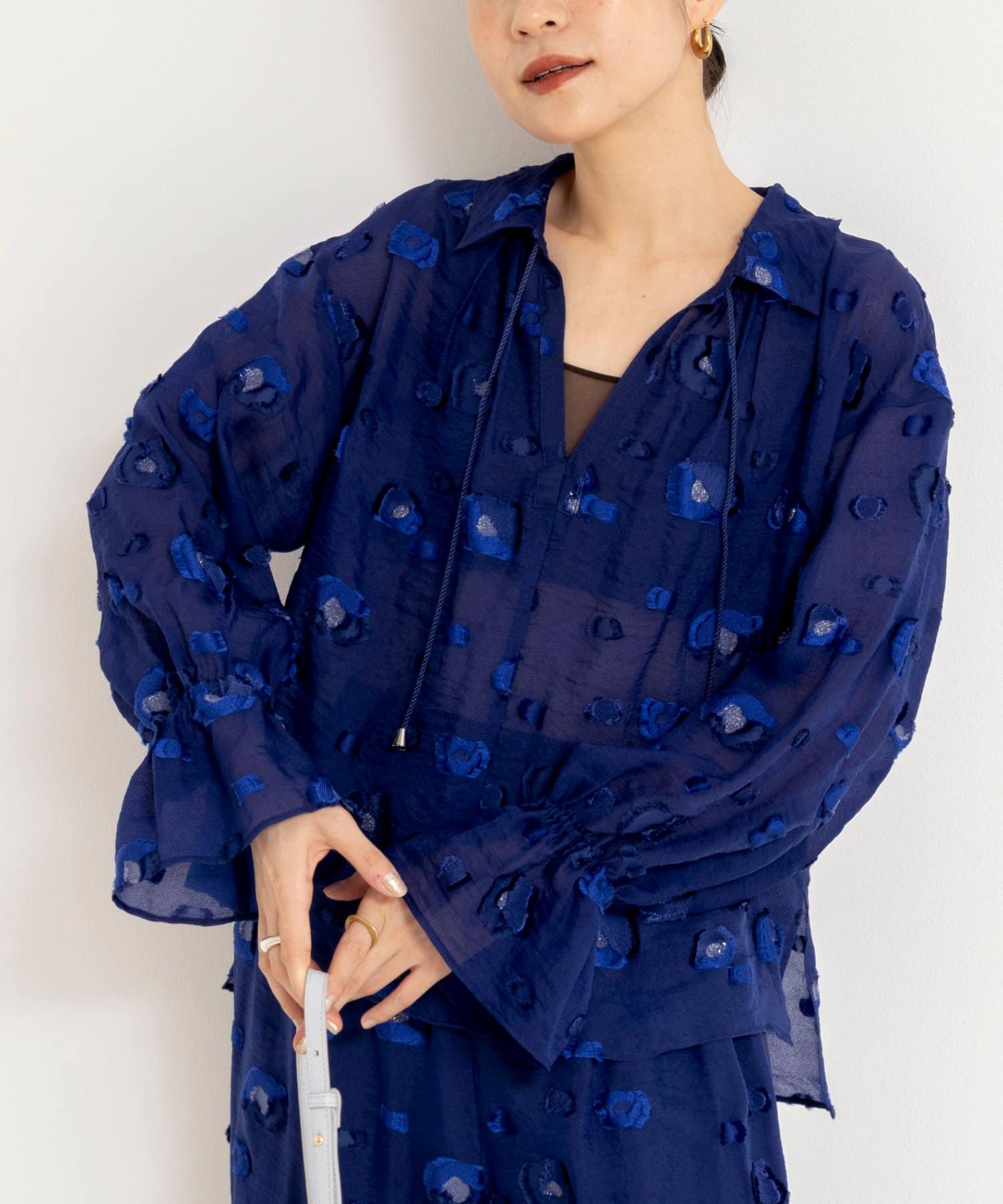 NOLLEY'S(ノーリーズ) 《セットアップ対応》【KIRYU】MIXフラワー柄ジャガードブラウス