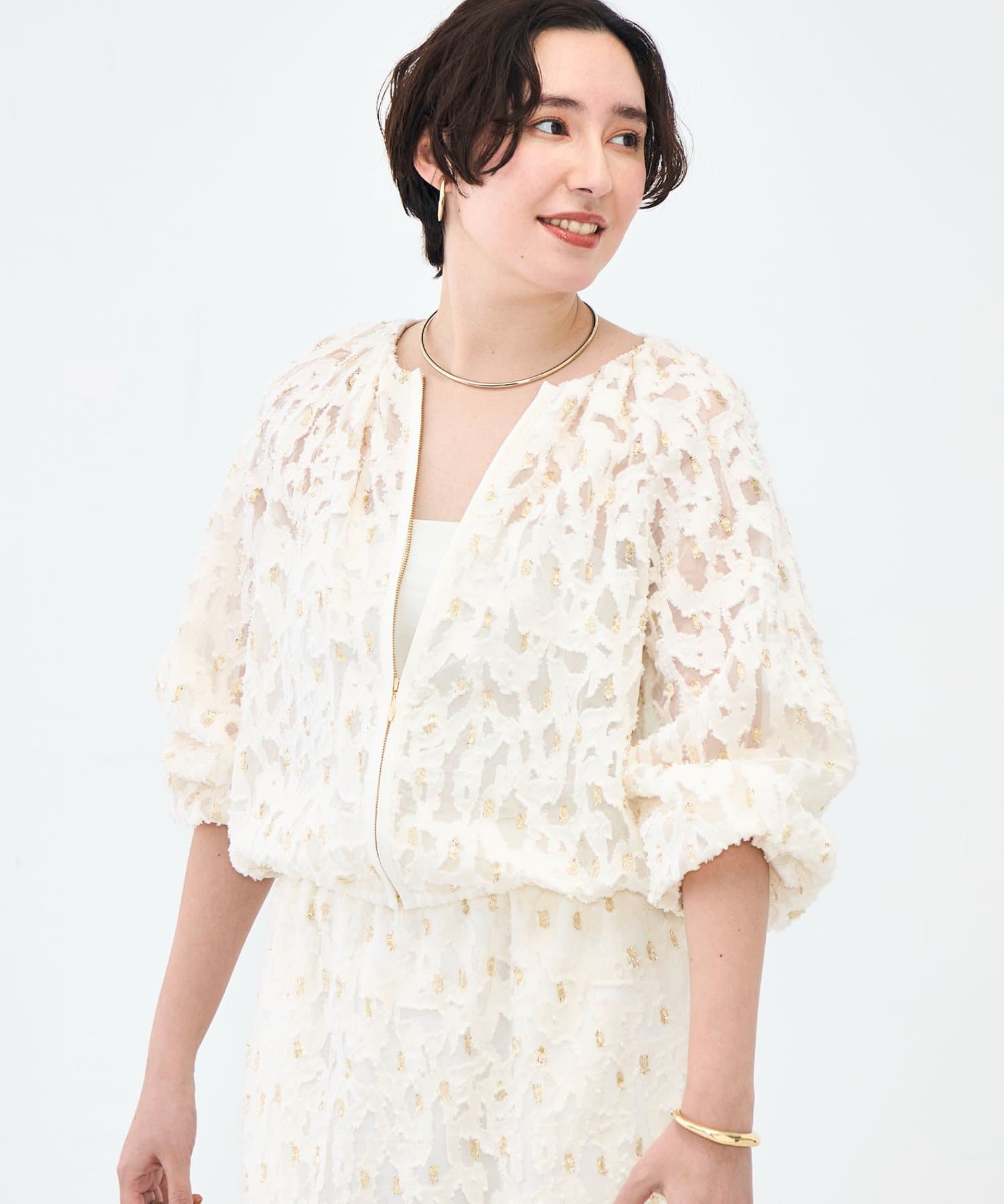 NOLLEY'S(ノーリーズ) 《セットアップ対応》【KIRYU】ウォッシャブルラメジャガードブルゾン