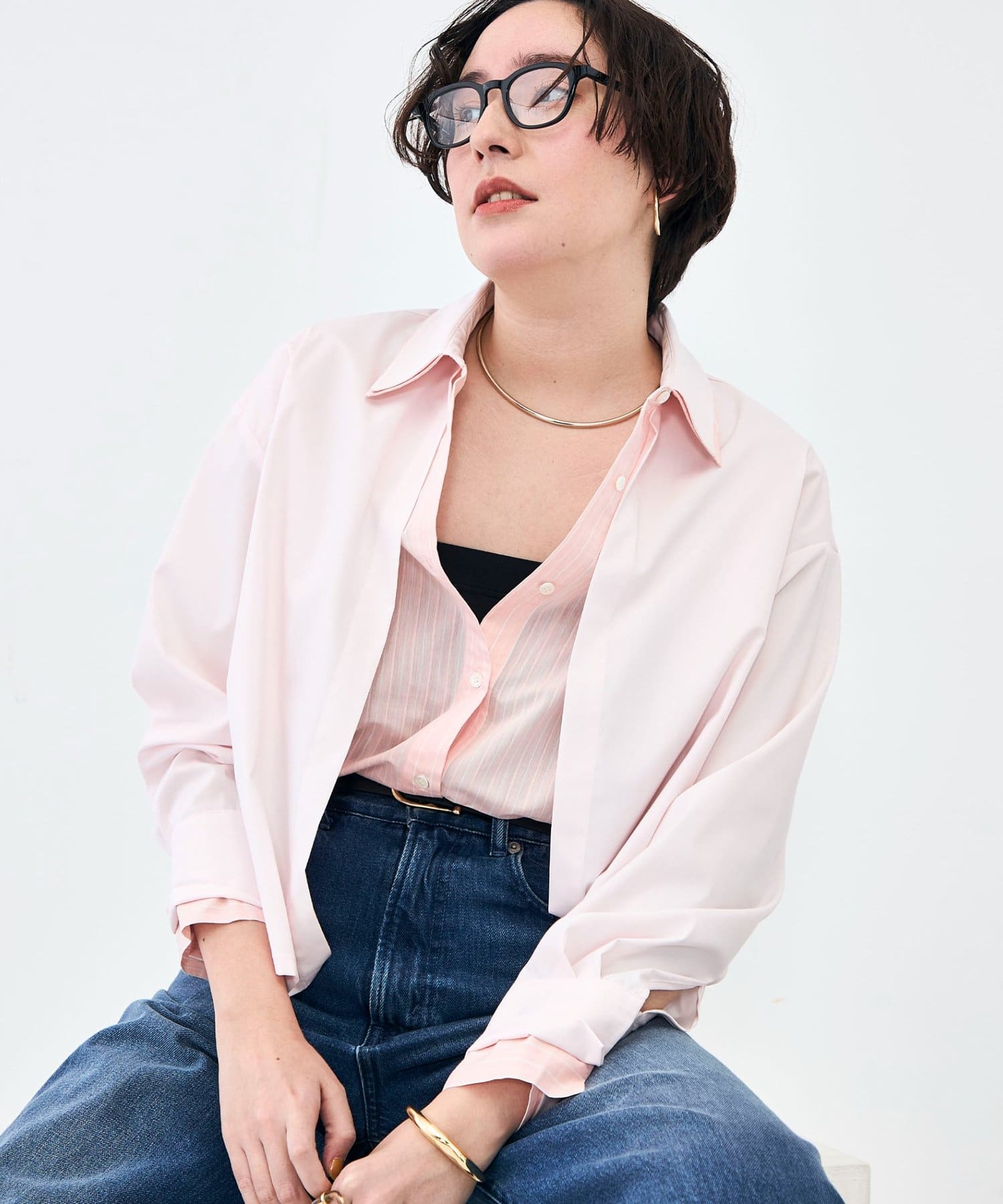 NOLLEY'S(ノーリーズ) ウォッシャブルレイヤード風ショート丈シャツ