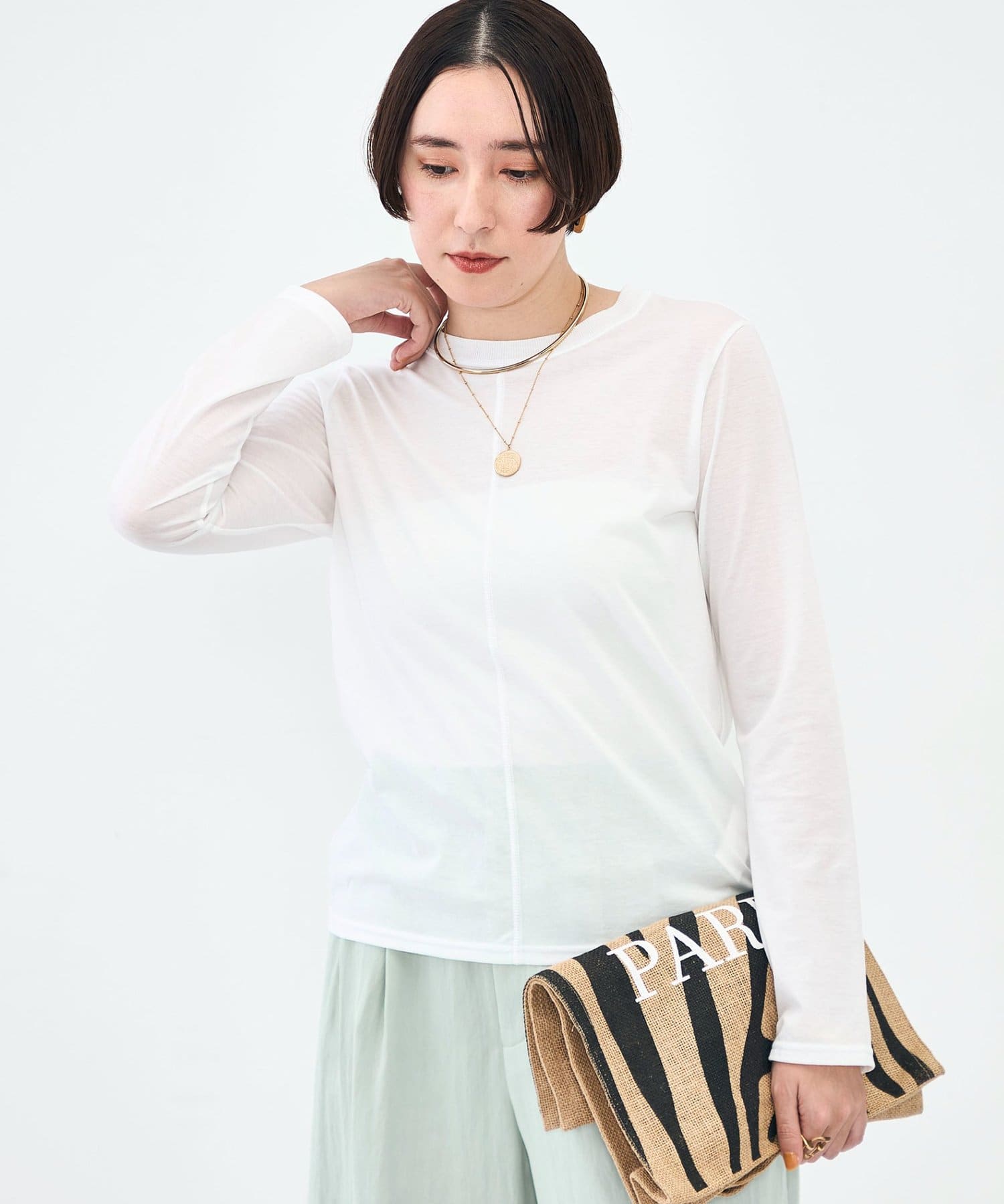 NOLLEY'S(ノーリーズ) ウォッシャブル綿ナイロンシアーロンＴ