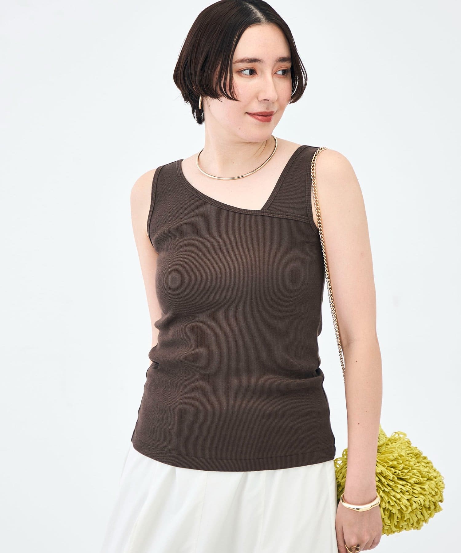 NOLLEY'S(ノーリーズ) ウォッシャブルプレミアムテレコアシメ2WAYタンク