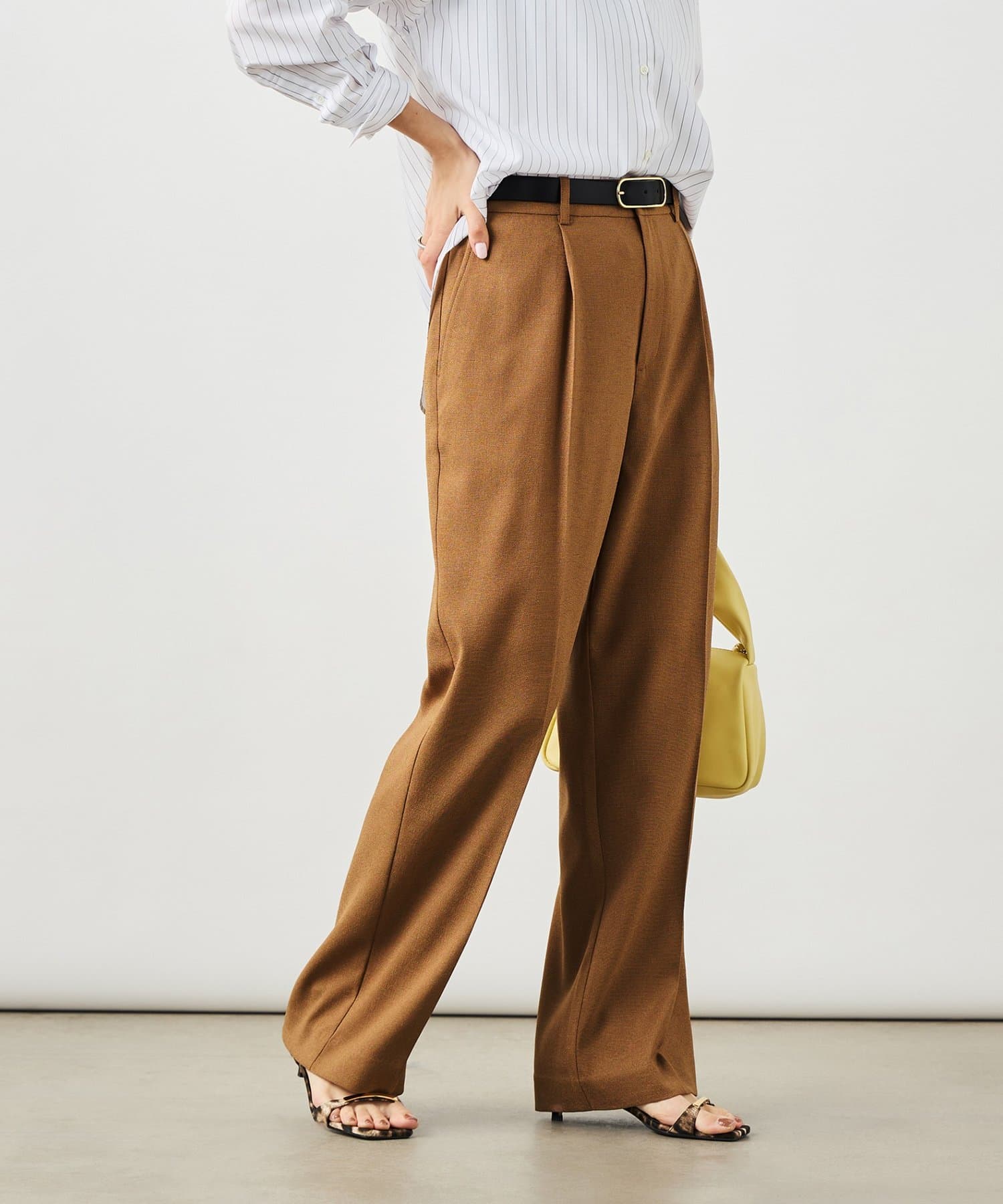 NOLLEY'S(ノーリーズ) ウォッシャブルハイスペック麻調愛されセミワイドパンツ