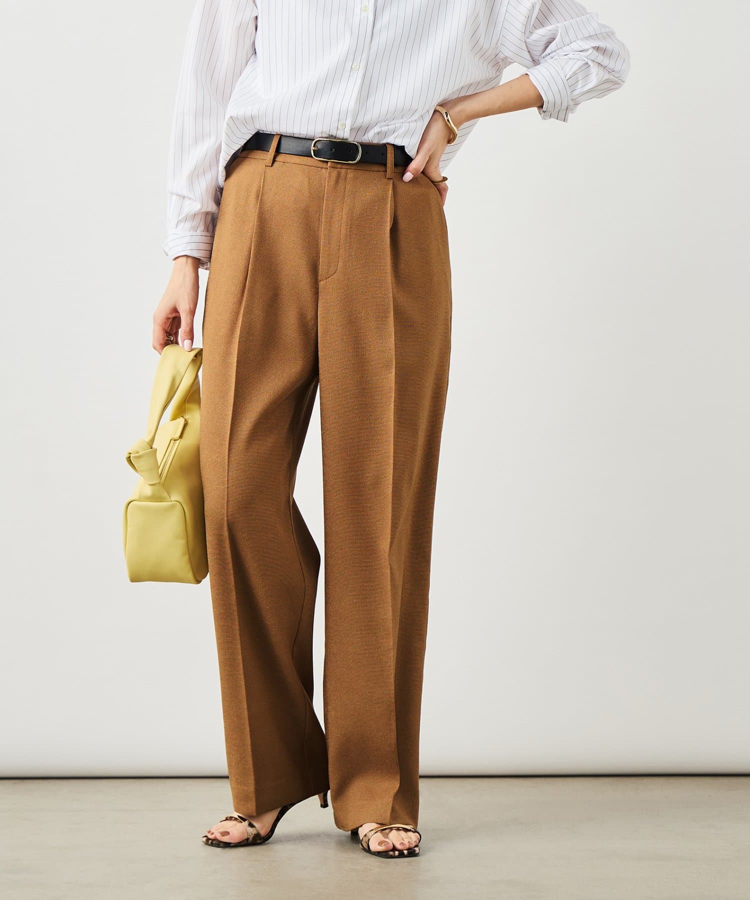 NOLLEY'S(ノーリーズ) ウォッシャブルハイスペック麻調愛されセミワイドパンツ