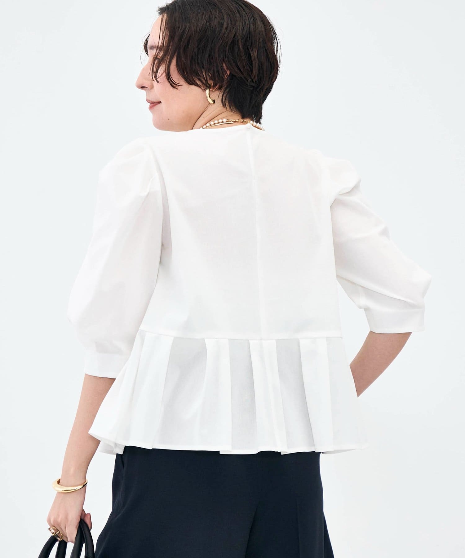 NOLLEY'S(ノーリーズ) ウォッシャブルサラドラトリコットペプラムブラウス