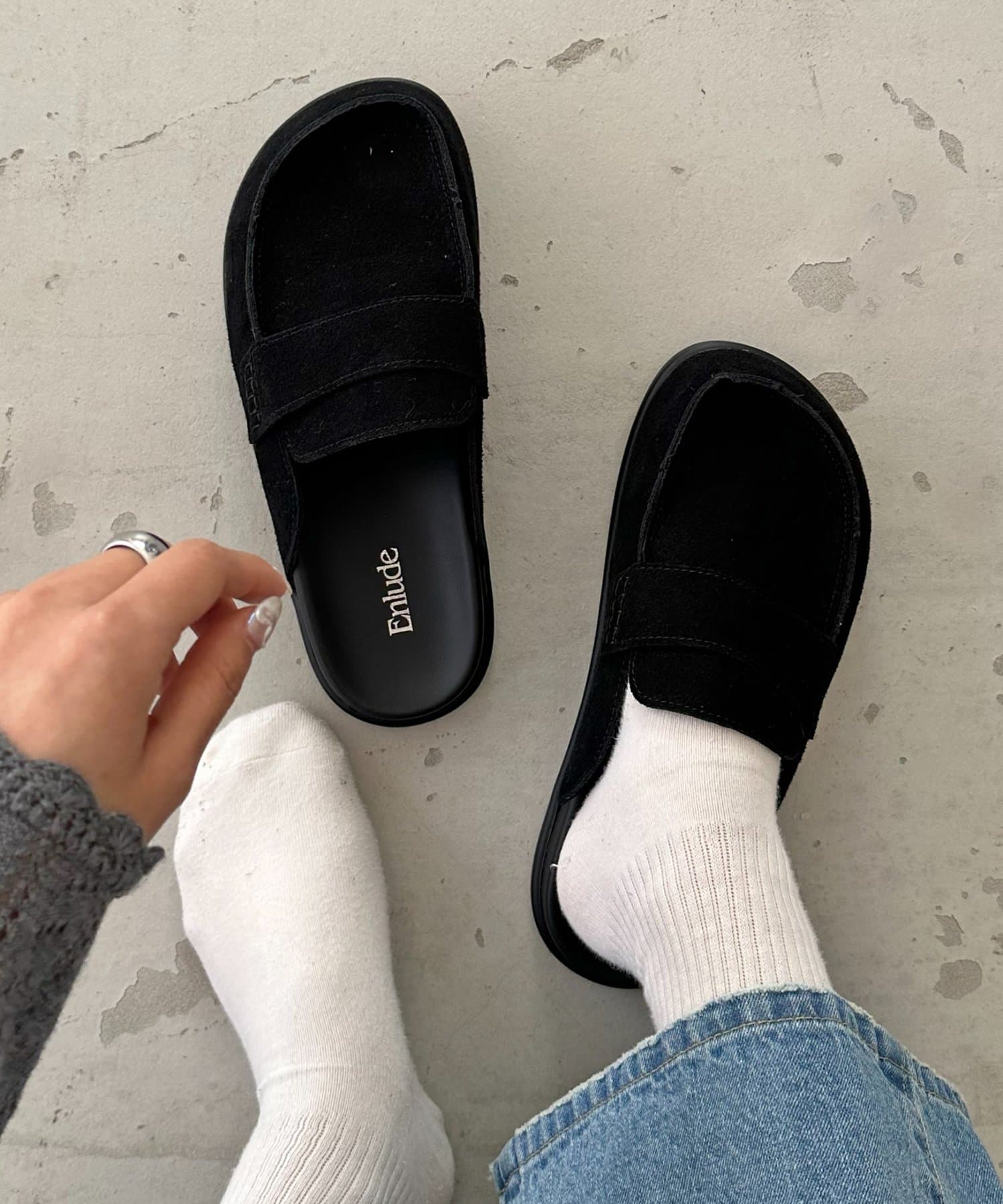 DISCOAT(ディスコート) 【Enlude】スエードローファーミュール