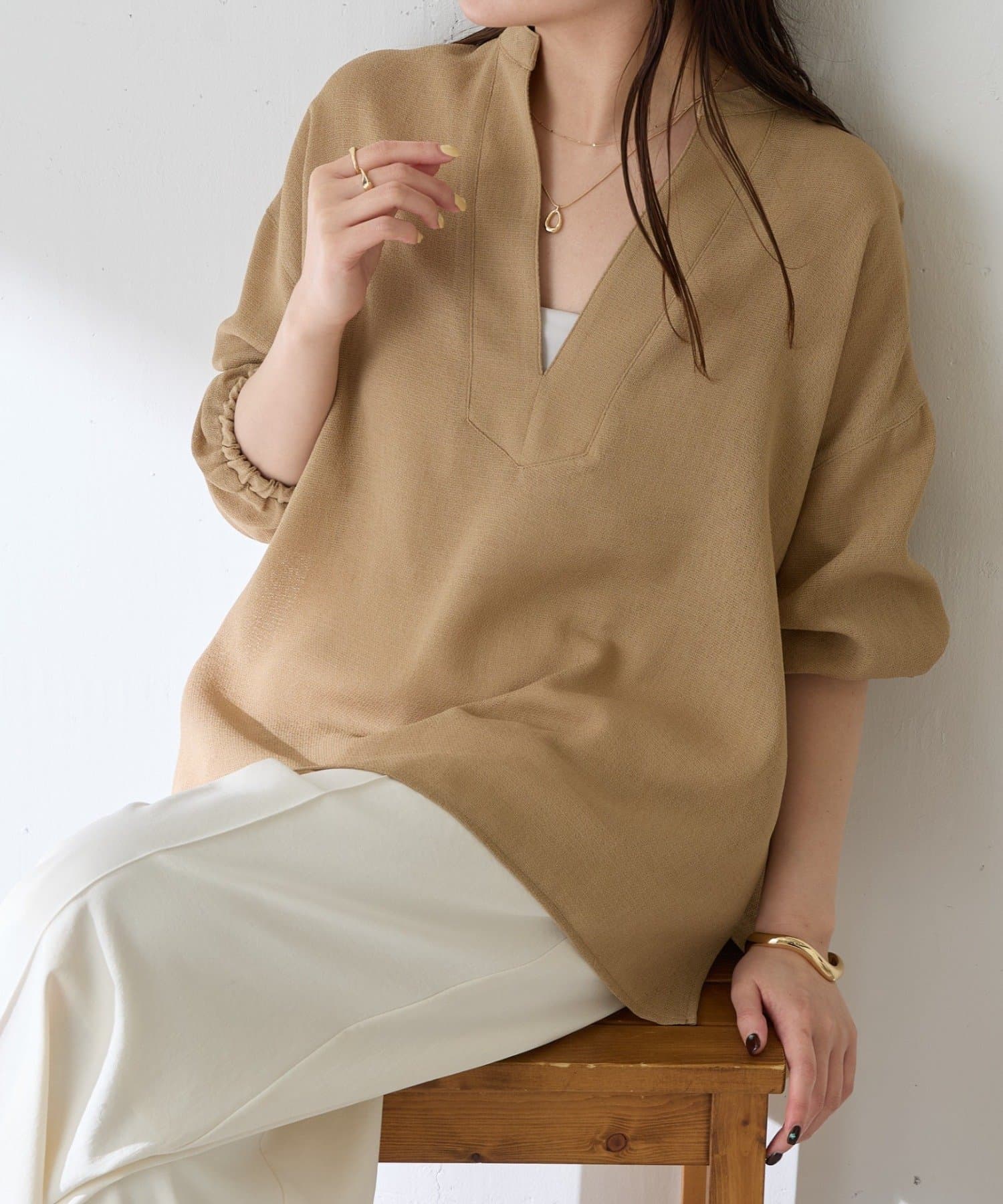 COLLAGE GALLARDAGALANTE(コラージュ ガリャルダガランテ) 【夏にも着れる長袖】ヴィンテージメッシュブラウス