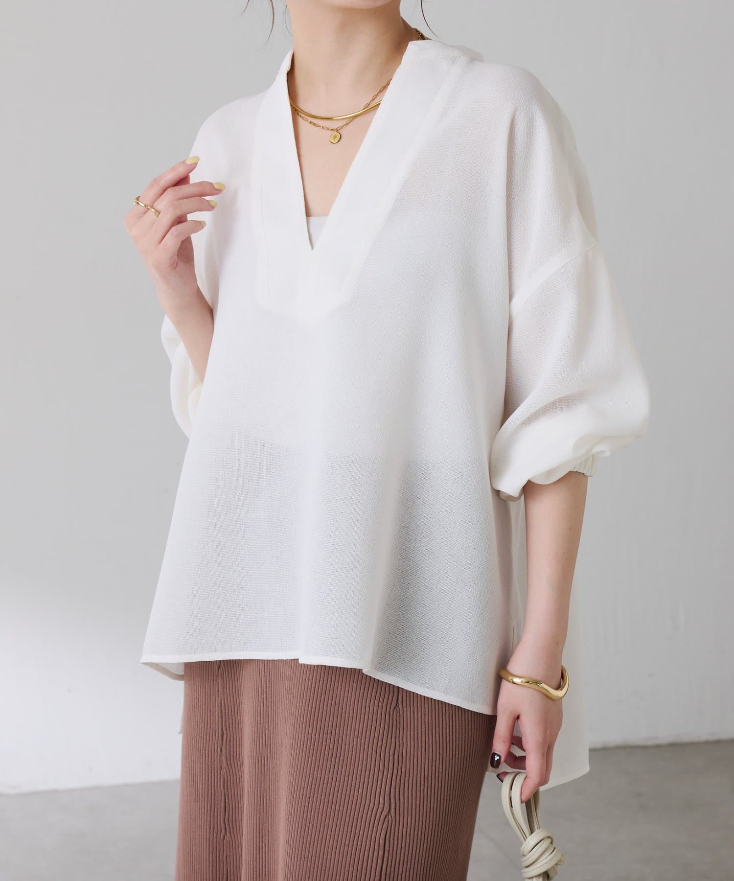 COLLAGE GALLARDAGALANTE(コラージュ ガリャルダガランテ) 【夏にも着れる長袖】ヴィンテージメッシュブラウス