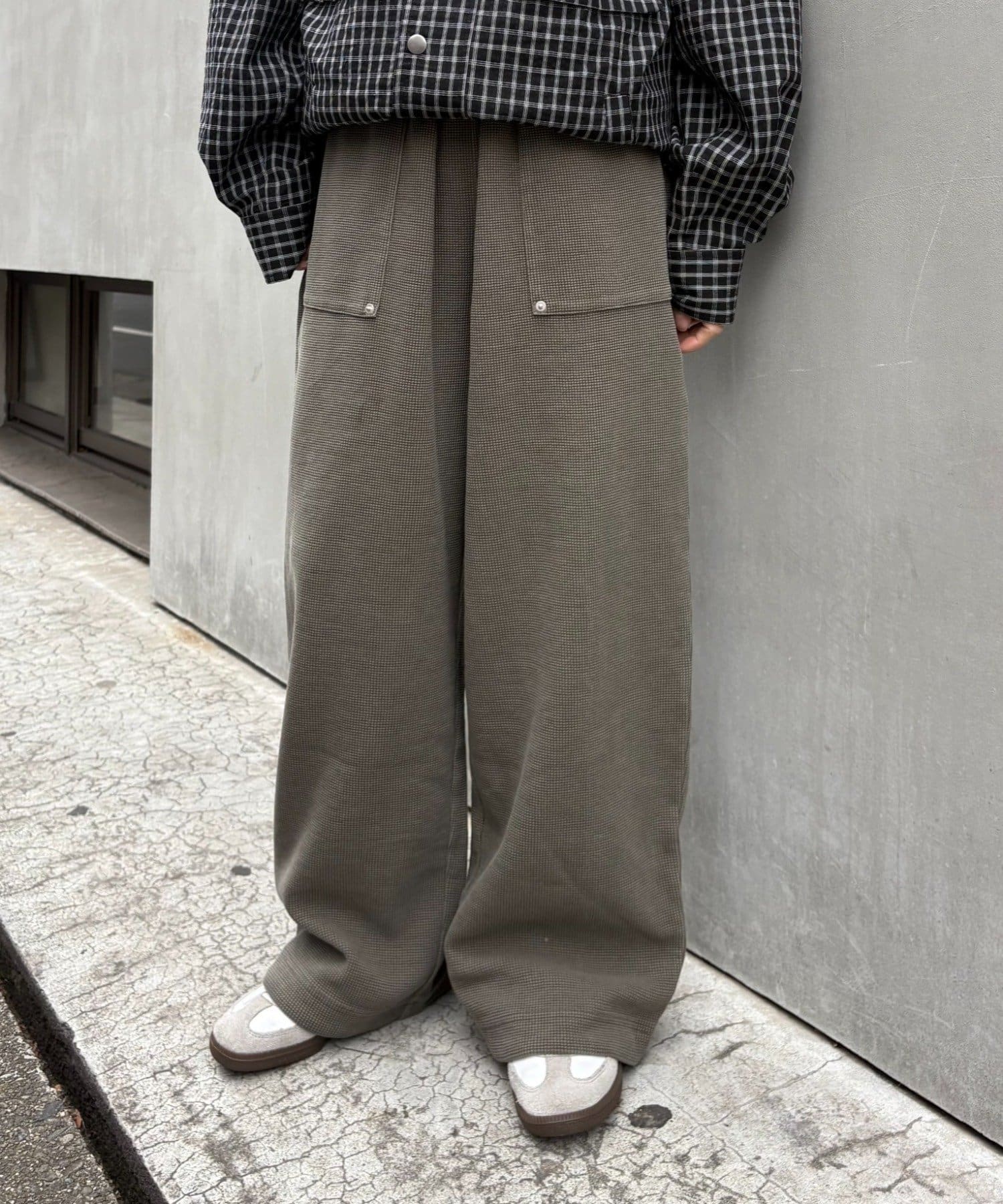 CIAOPANIC TYPY(チャオパニックティピー) 【UNISEX】ピグメント加工ワッフルイージーパンツ