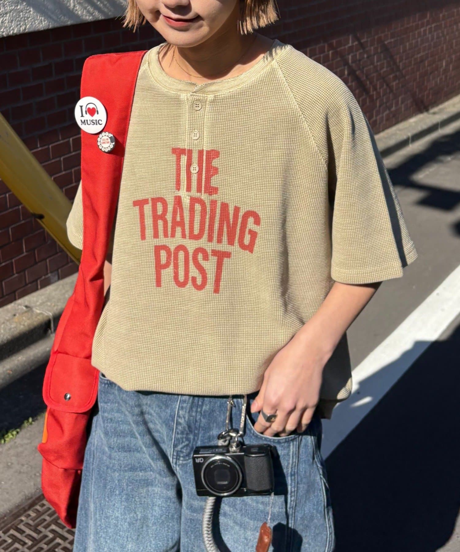 CIAOPANIC TYPY(チャオパニックティピー) 【UNISEX】ピグメント加工ラグランワッフルヘンリーTEE