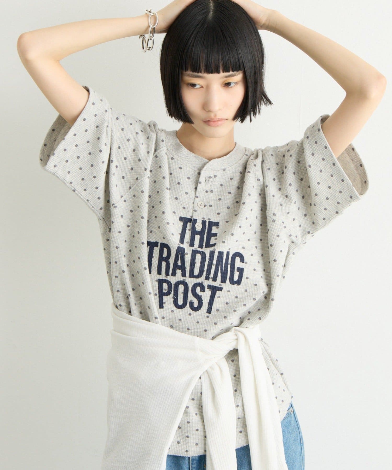 CIAOPANIC TYPY(チャオパニックティピー) 【UNISEX】ピグメント加工ラグランワッフルヘンリーTEE