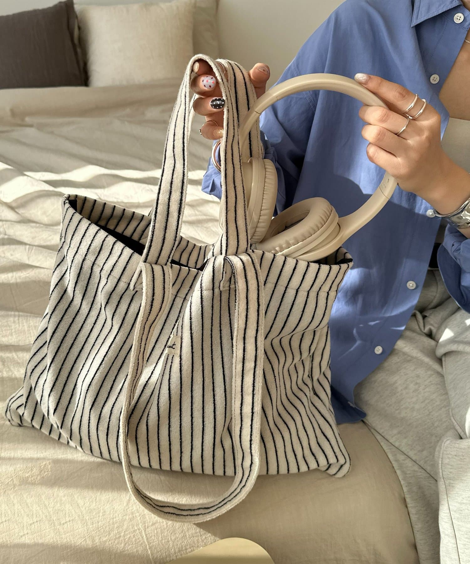 DISCOAT(ディスコート) 【2/26(木)10:00~先行予約】パイルストライプトートバッグ