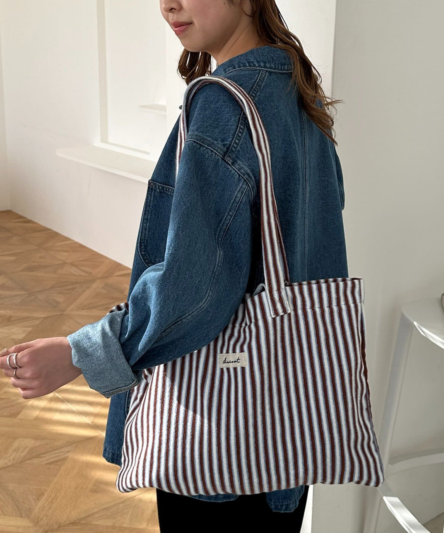 DISCOAT(ディスコート) 【2/26(木)10:00~先行予約】パイルストライプトートバッグ