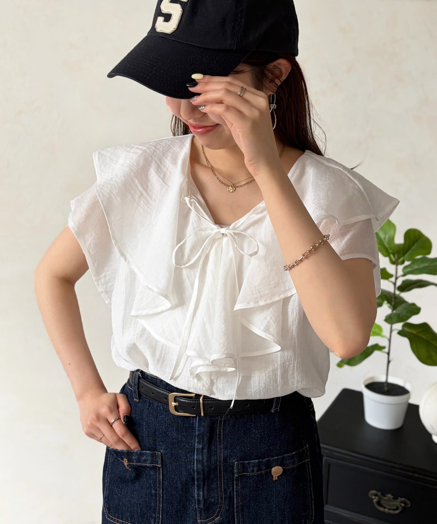 Chez toi(シェトワ) ラッフルブラウス