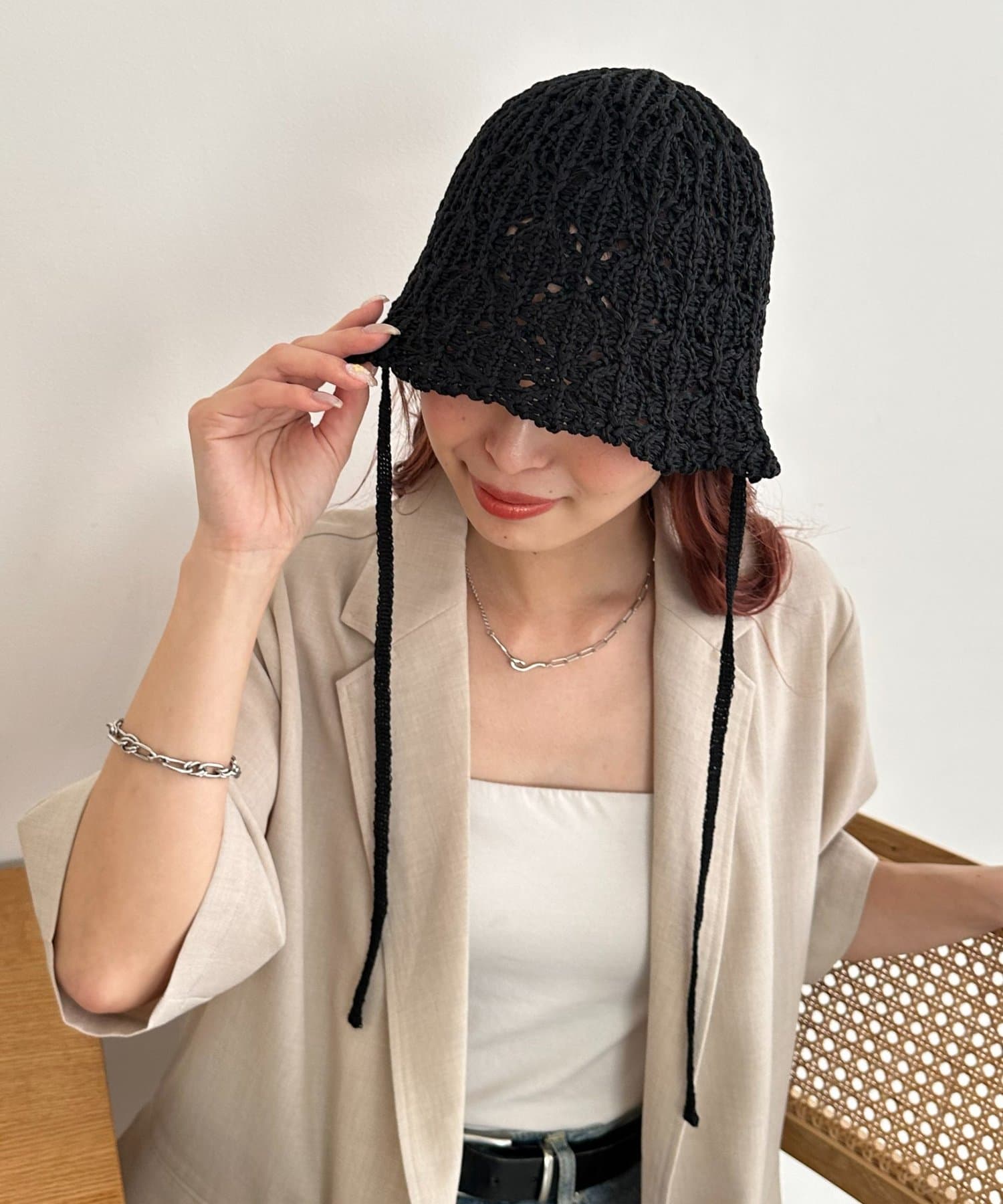 DISCOAT(ディスコート) レース編みコードハット