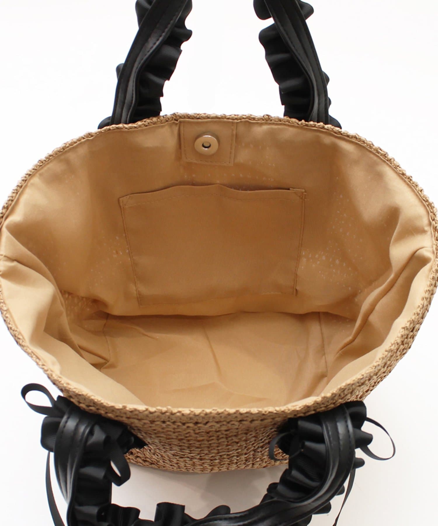 DISCOAT(ディスコート) 【WEB限定】雑材フリルハンドルリボントートバッグ