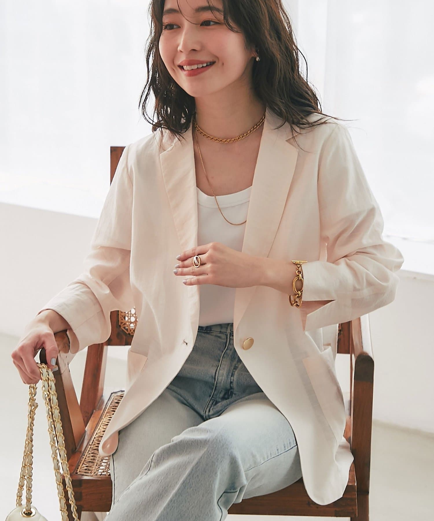 La boutique BonBon(ラブティックボンボン) 【ロングシーズンおすすめ】シアーライトスラブシングルジャケット