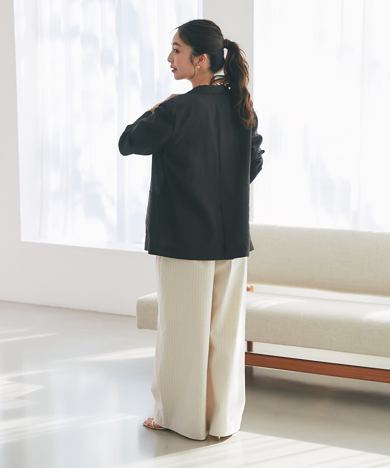 La boutique BonBon(ラブティックボンボン) 【ロングシーズンおすすめ】シアーライトスラブシングルジャケット