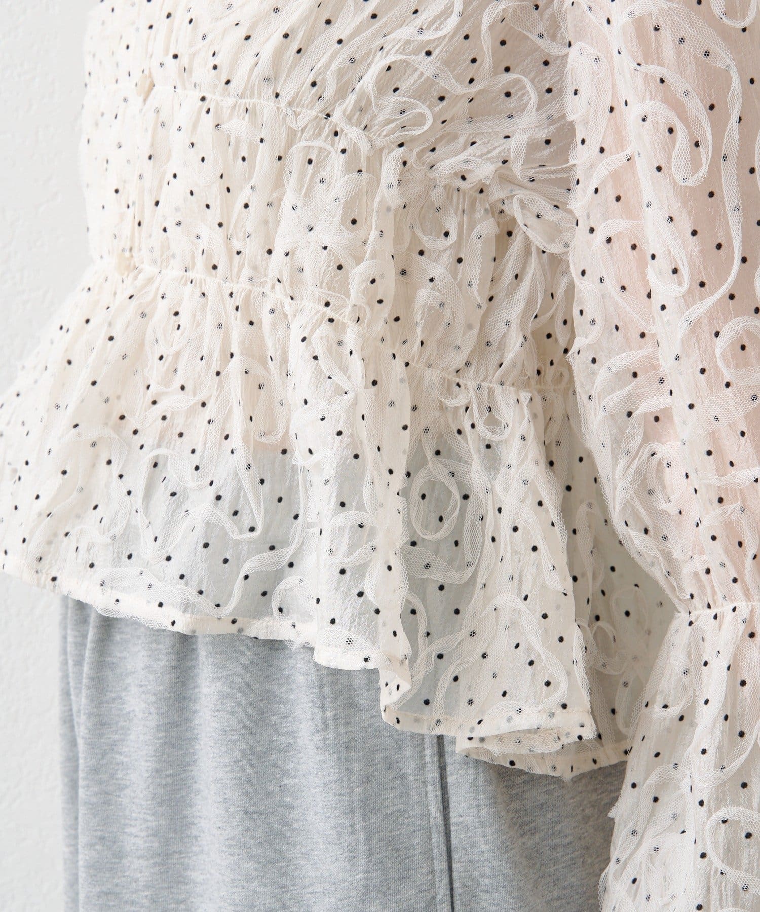 Kastane(カスタネ) 【2WAY】ドットウェーブチュールブラウス