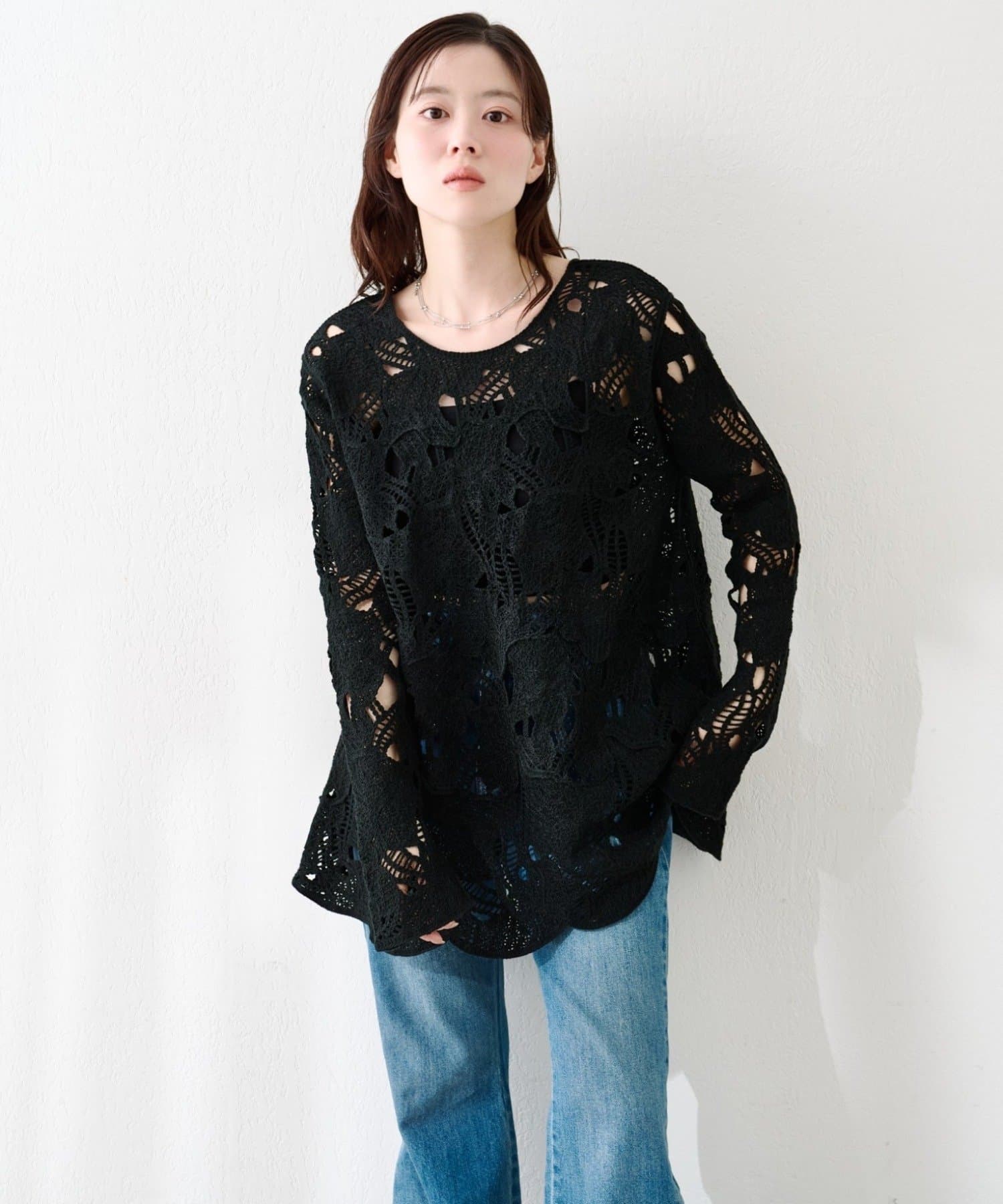 Kastane(カスタネ) 透かしあみレースミニワンピース