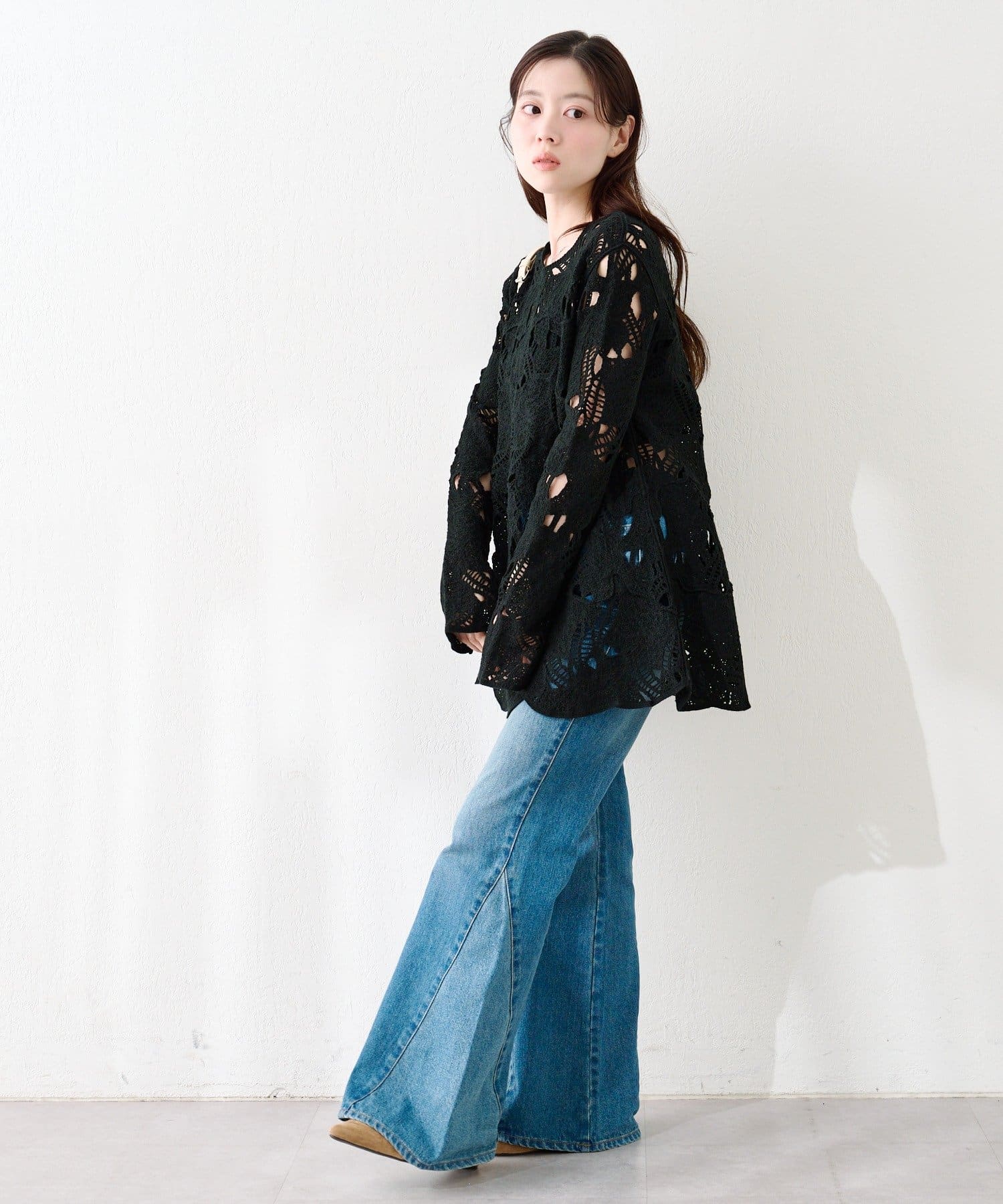 Kastane(カスタネ) 透かしあみレースミニワンピース