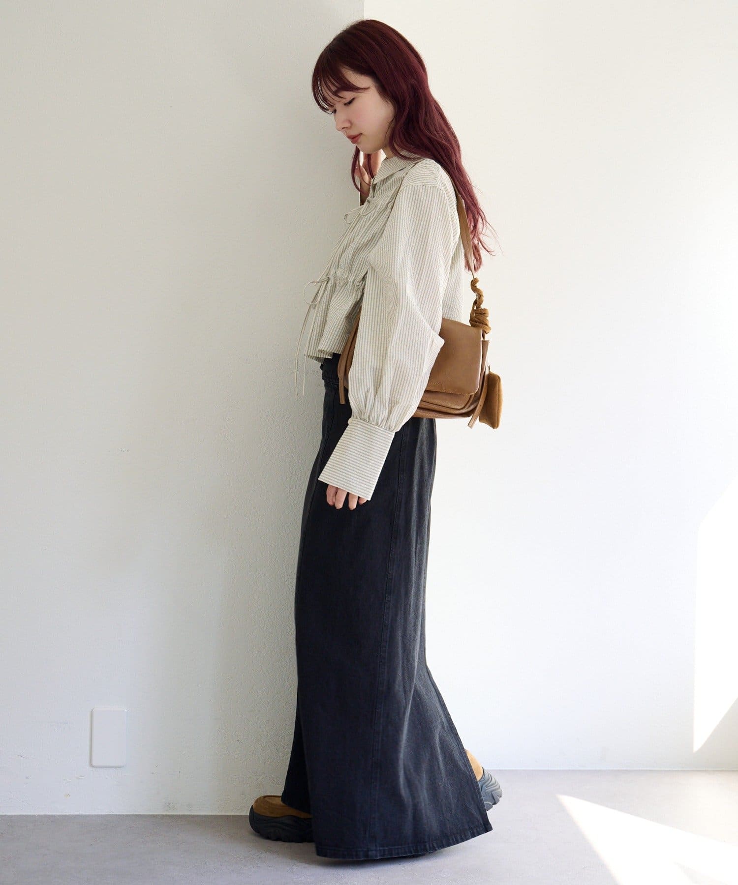 Kastane(カスタネ) 【2.7(土)11:00〜2.8(日)ポイントUP開催/2サイズ展開/低身長サイズ】ポーチデニムロングスカート