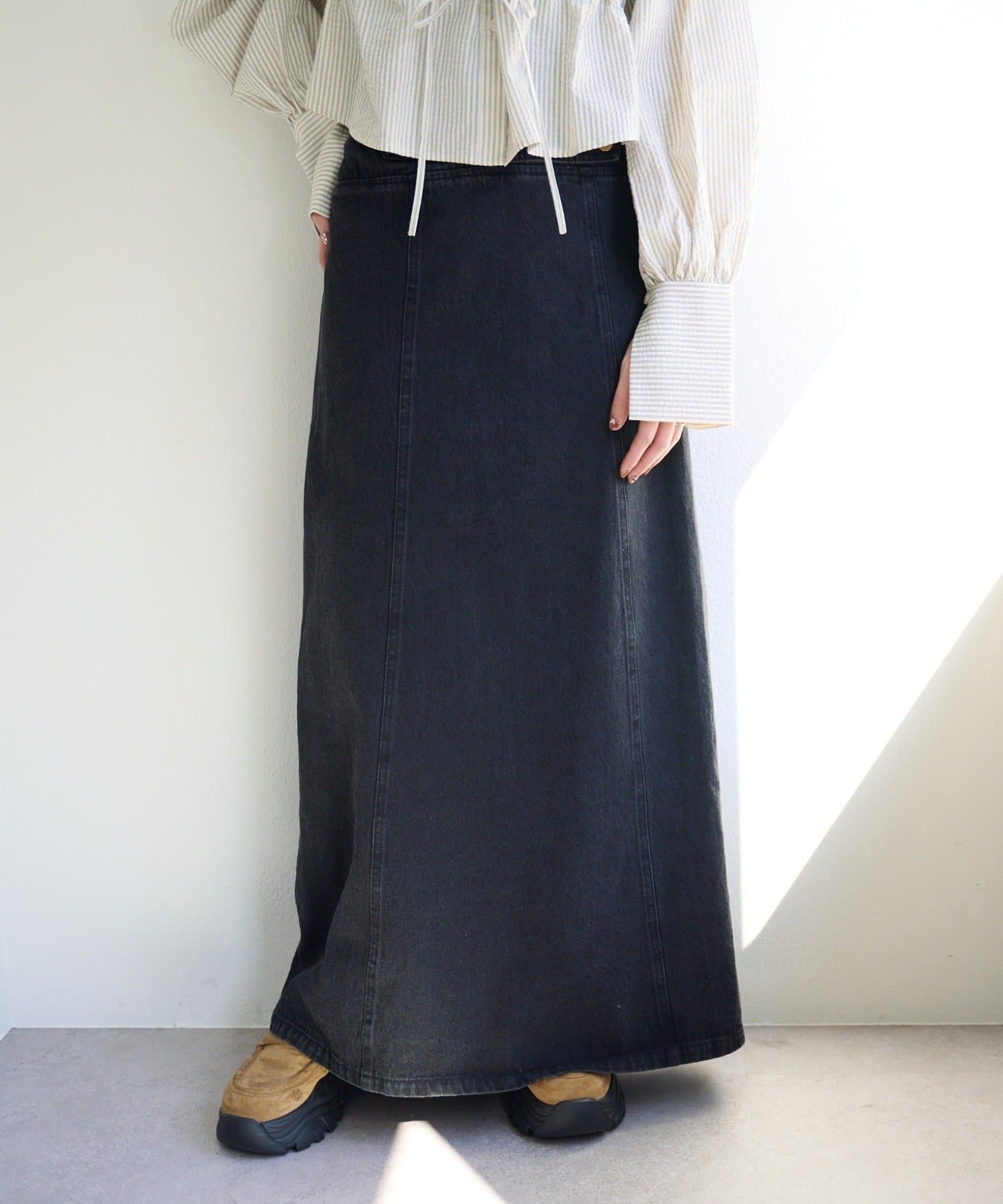 Kastane(カスタネ) 【2.7(土)11:00〜2.8(日)ポイントUP開催/2サイズ展開/低身長サイズ】ポーチデニムロングスカート