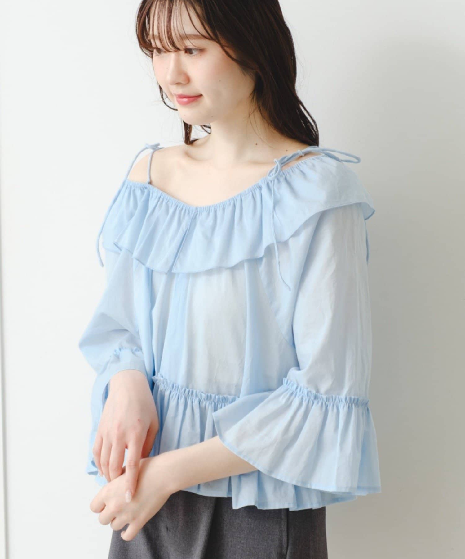 Kastane(カスタネ) 【2.7(土)11:00~2.8(日)ポイントUP開催】バタフライフリルブラウス