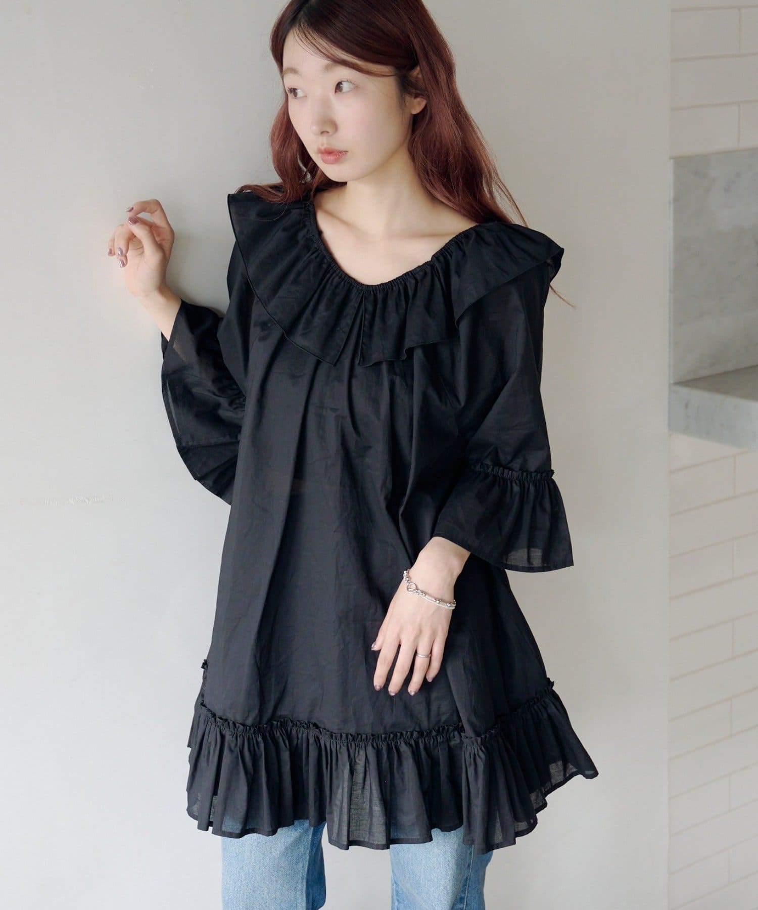 Kastane(カスタネ) 【2.7(土)~2.8(日)ポイントUP開催】バタフライフリルチュニック