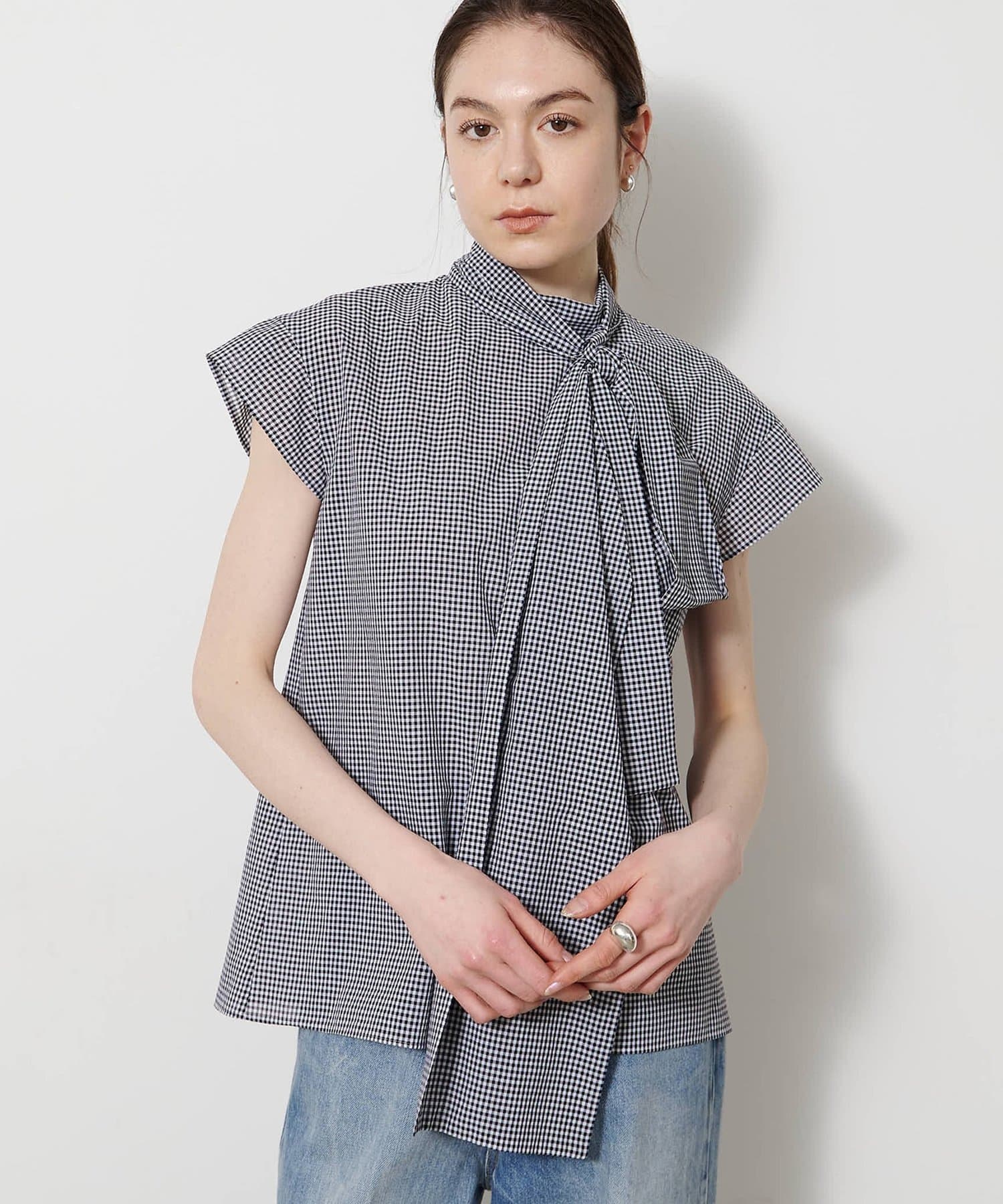 Whim Gazette(ウィム ガゼット) シアーボウタイブラウス