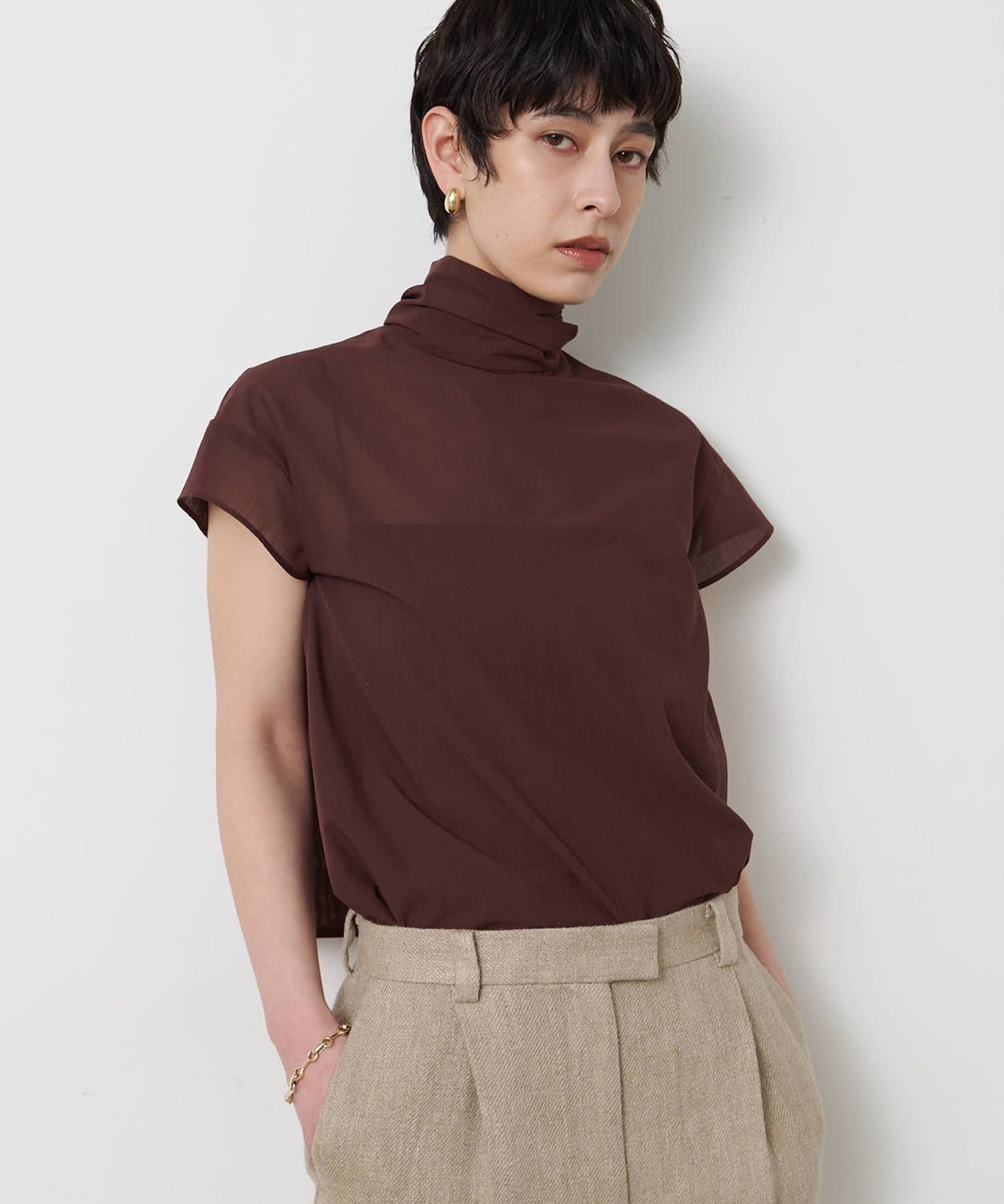 Whim Gazette(ウィム ガゼット) シアーボウタイブラウス