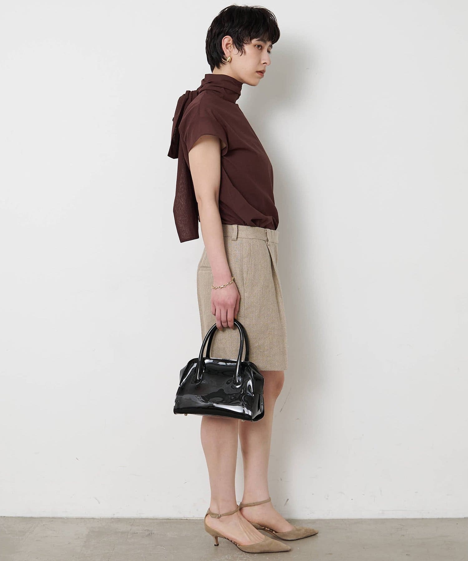 Whim Gazette(ウィム ガゼット) シアーボウタイブラウス