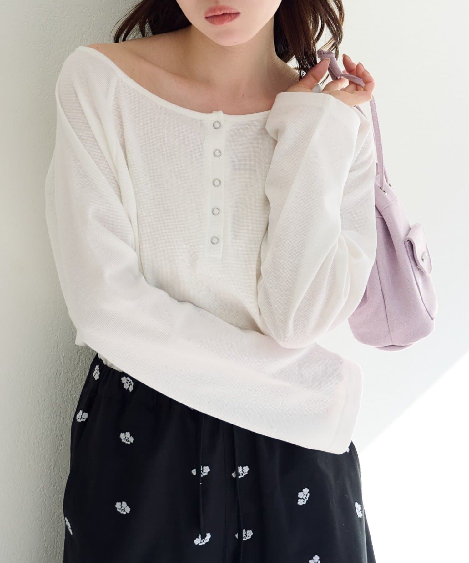 Kastane(カスタネ) 【2.15(日)0:00発売/ボーダー&無地】ラグランオフショルTEE