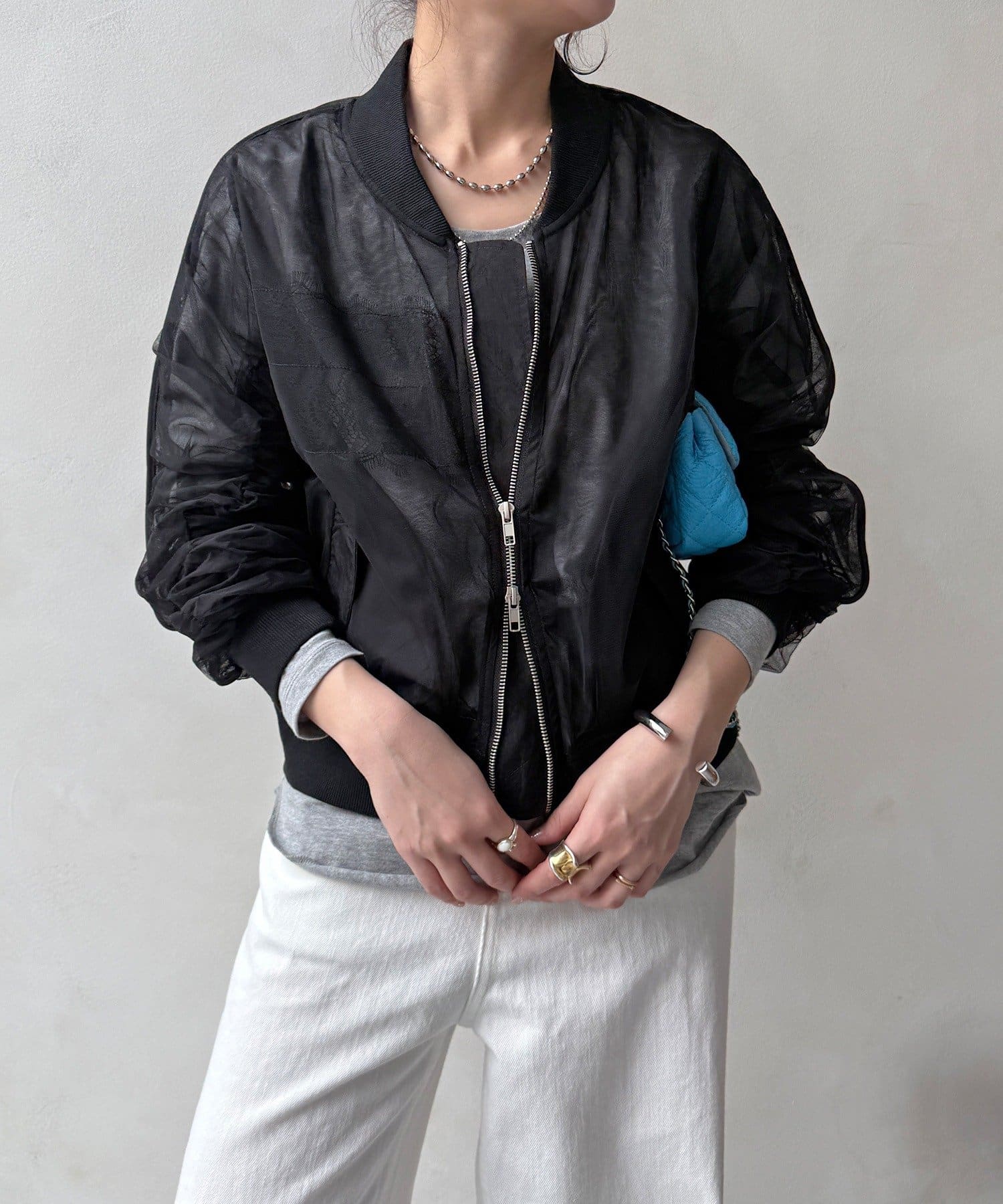 DOUDOU(ドゥドゥ) 【WEB限定】レースドッキングシアーブルゾン