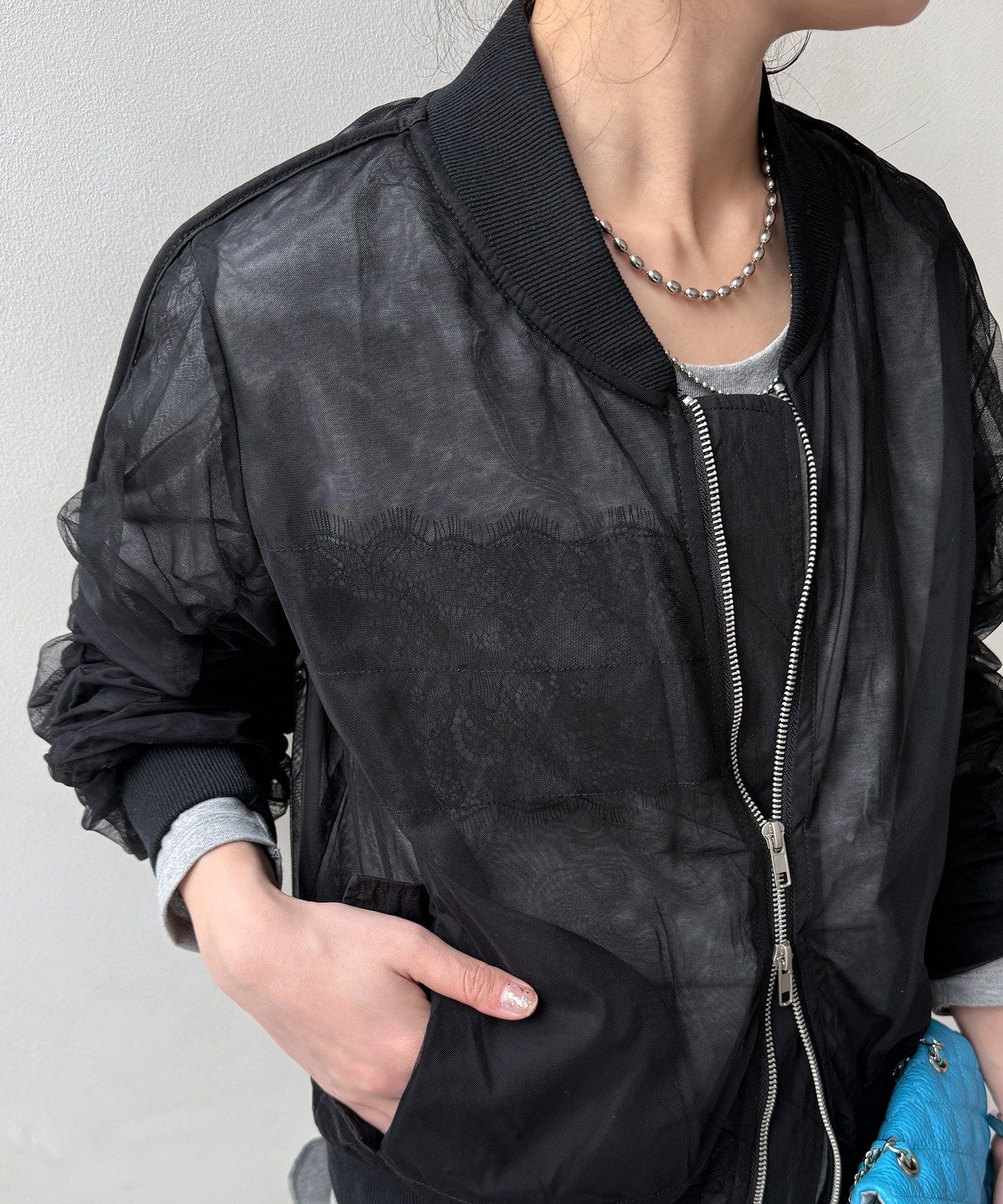 DOUDOU(ドゥドゥ) 【WEB限定】レースドッキングシアーブルゾン