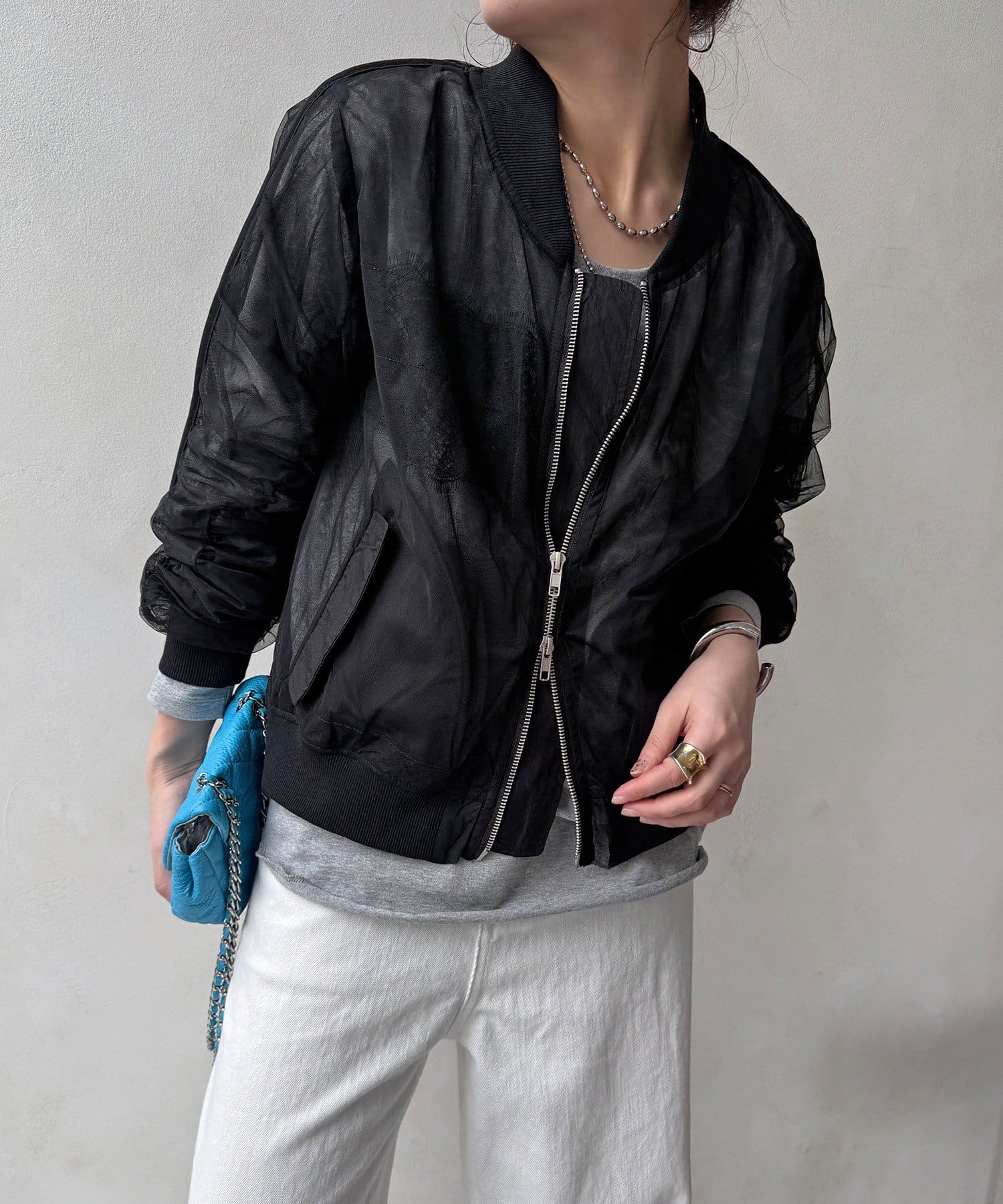 DOUDOU(ドゥドゥ) 【WEB限定】レースドッキングシアーブルゾン